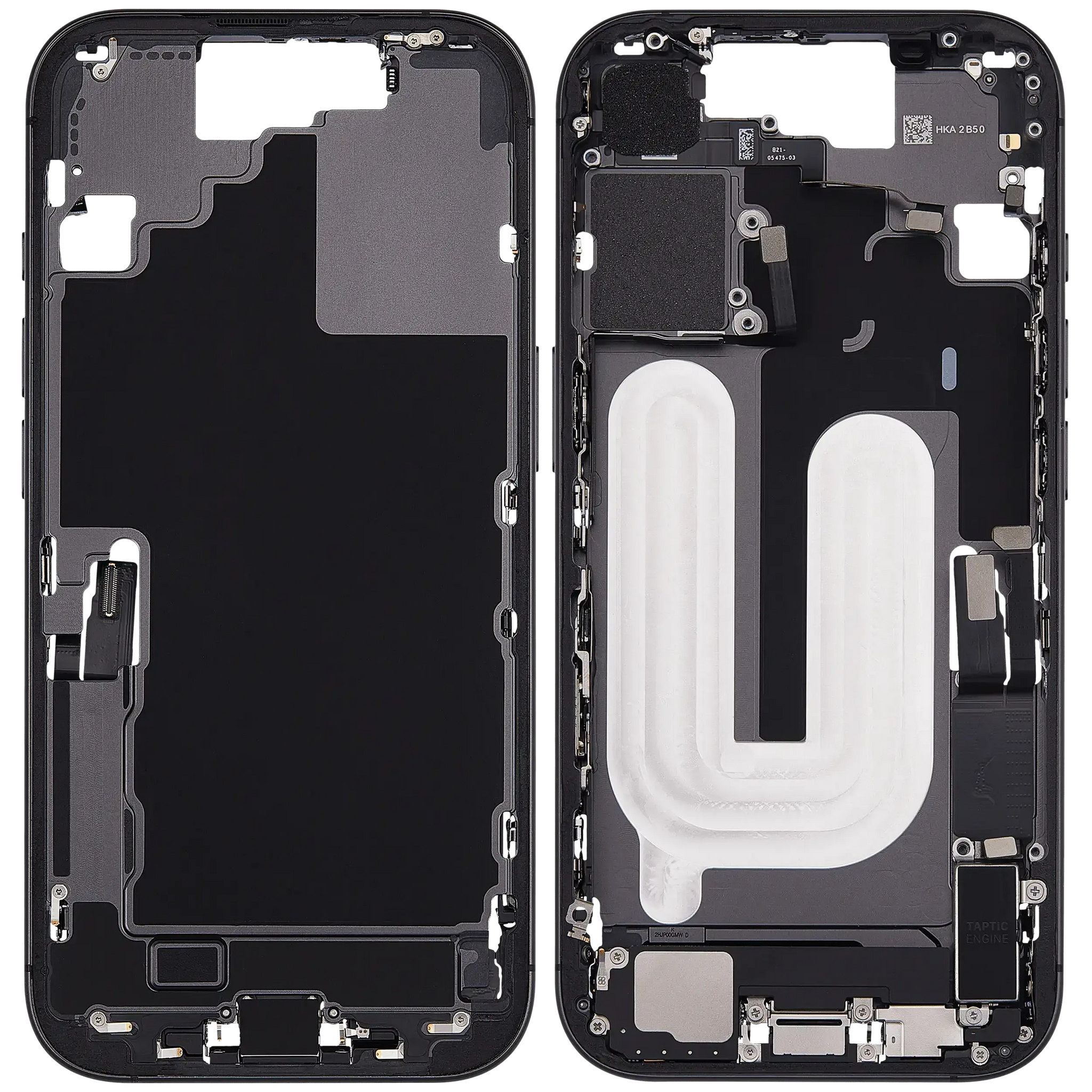 Mid-Frame Housing W/ Charging Port Flex & Small Parts For iPhone 17 (US Version) (Pull) (Black)