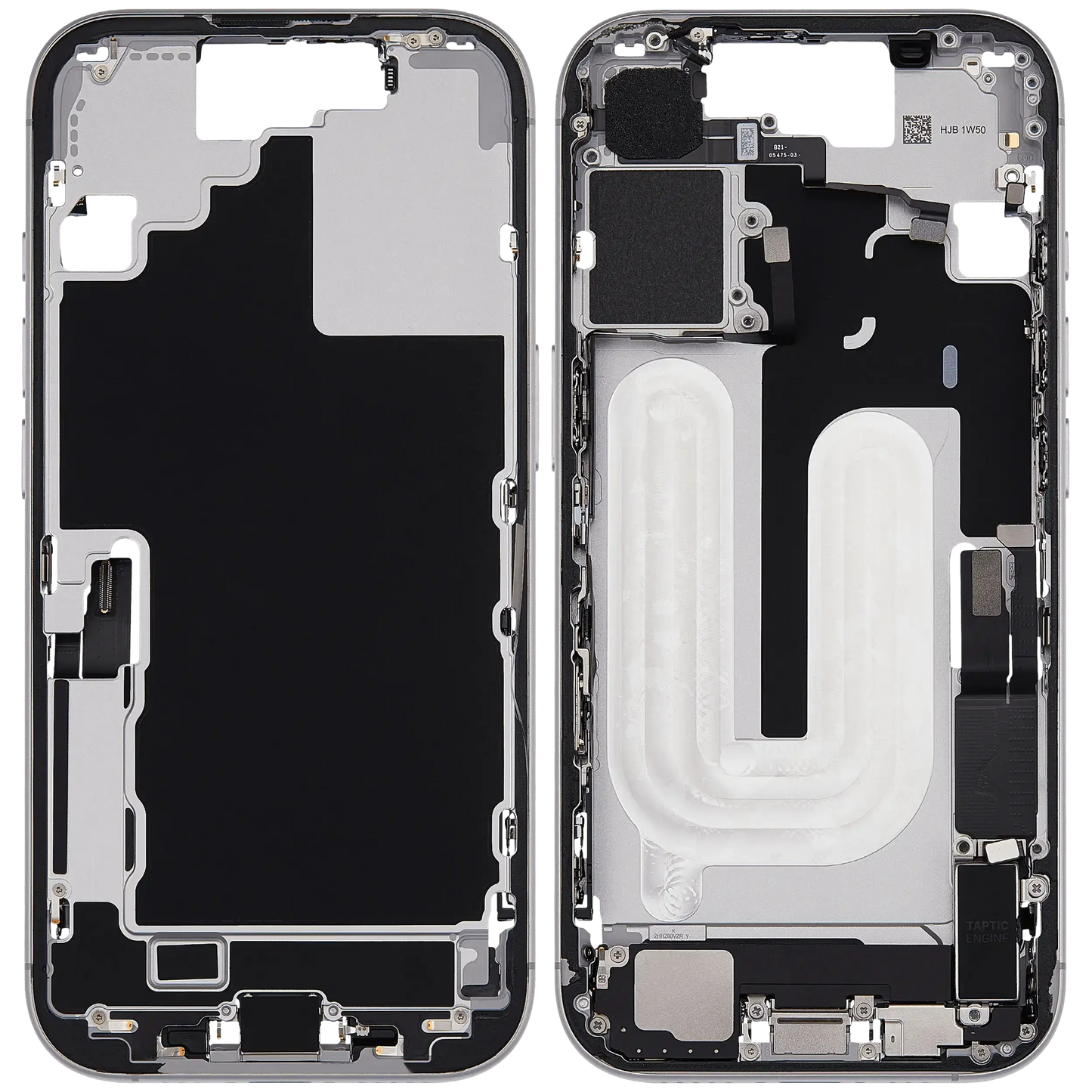 Mid-Frame Housing W/ Charging Port Flex & Small Parts For iPhone 17 (US Version) (Pull) (White)
