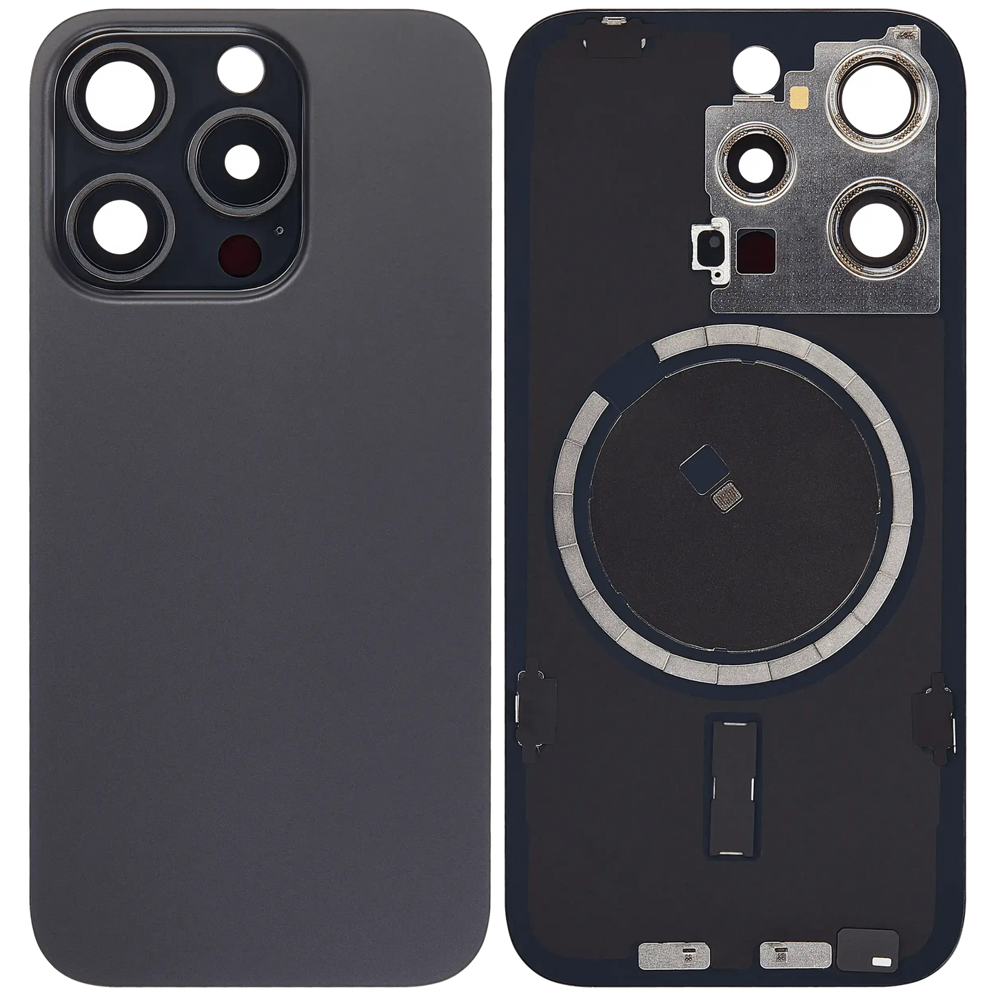 Back Glass w/ MagSafe Magnet For iPhone 15 Pro (Aftermarket) (Black Titanium) (No Logo)