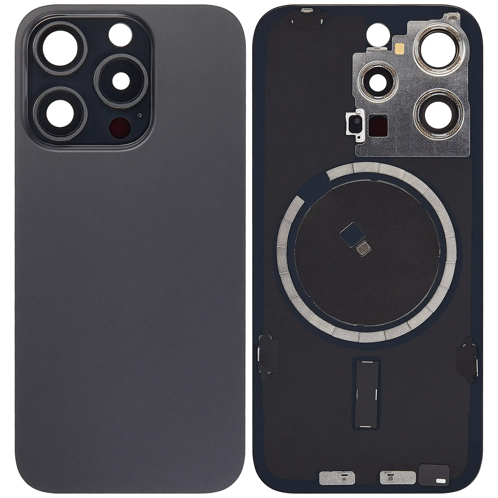 Back Glass w/ MagSafe Magnet For iPhone 15 Pro (Aftermarket) (Black Titanium) (No Logo)