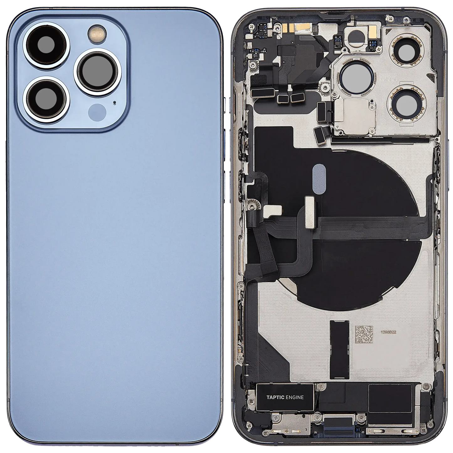Back Housing W/ Charging Port Flex & Small Parts For iPhone 13 Pro (EU / Global Version) (Used OEM) (Pull) (Sierra Blue)