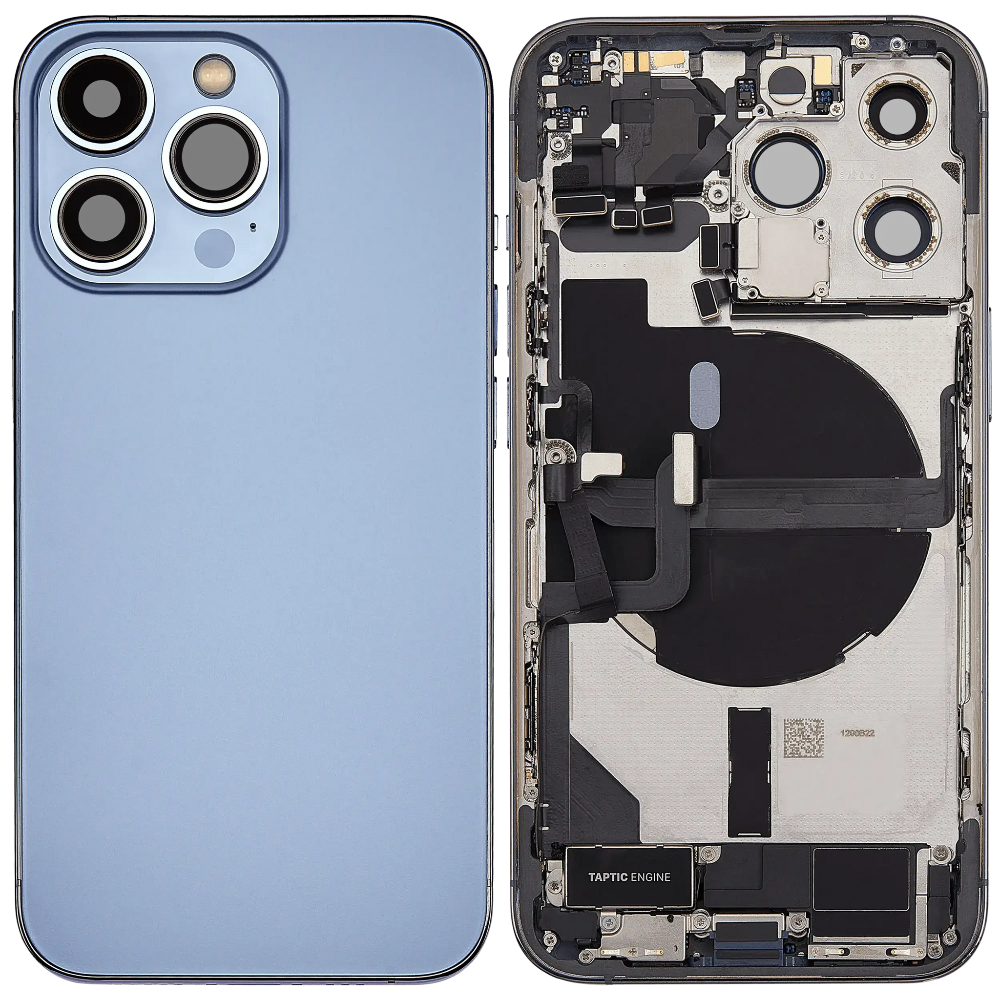 Back Housing W/ Charging Port Flex & Small Parts For iPhone 13 Pro (EU / Global Version) (Used OEM) (Pull) (Sierra Blue)