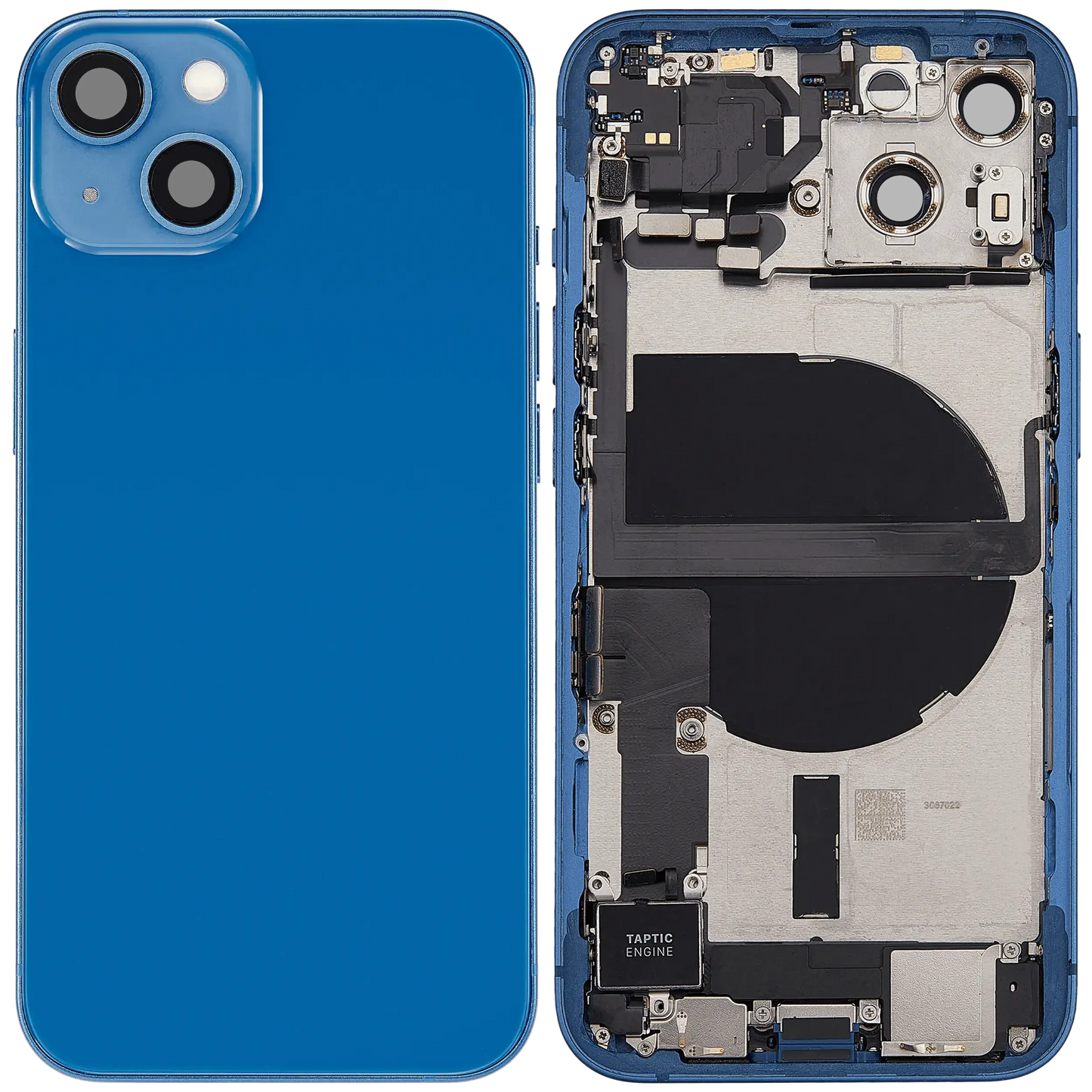 Back Housing W/ Charging Port Flex & Small Parts For iPhone 13 (US Version) (Used OEM) (Pull) (Blue)