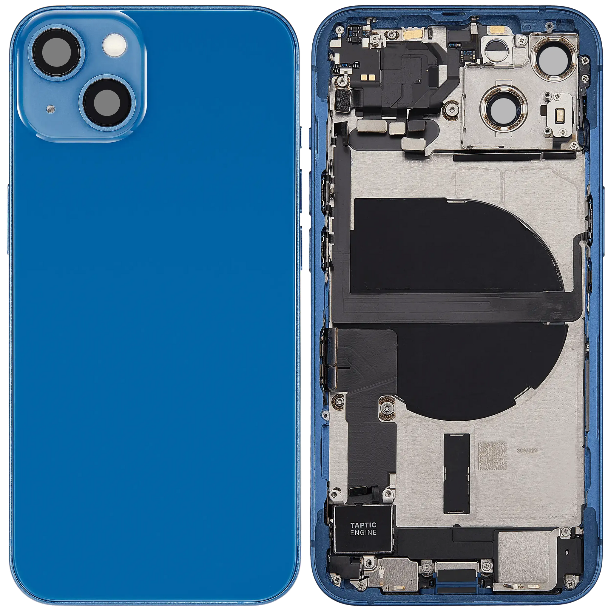 Back Housing W/ Charging Port Flex & Small Parts For iPhone 13 (US Version) (Used OEM) (Pull) (Blue)