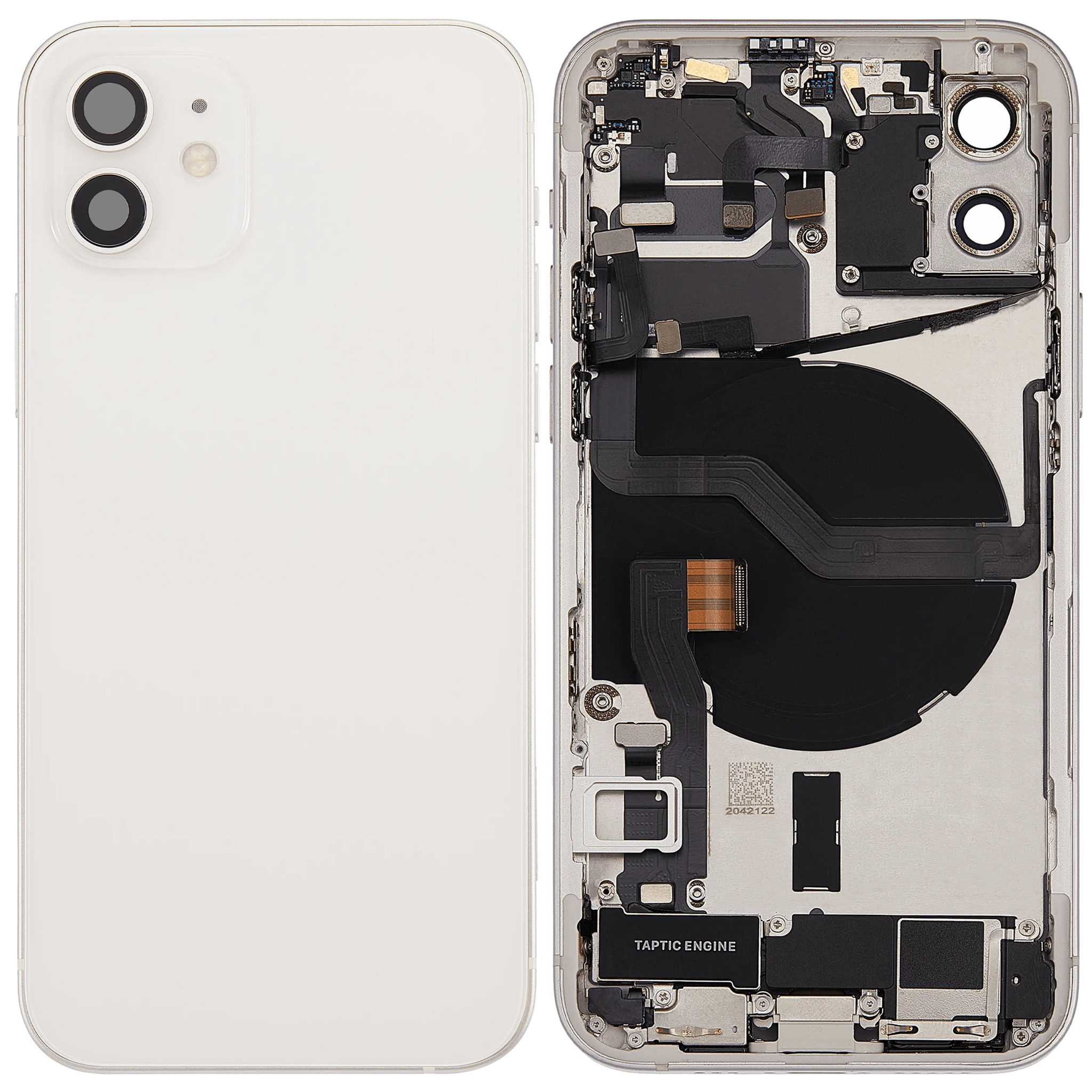 Back Housing W/ Charging Port Flex & Small Parts For iPhone 12 (US Version) (Used OEM) (Pull) (White)