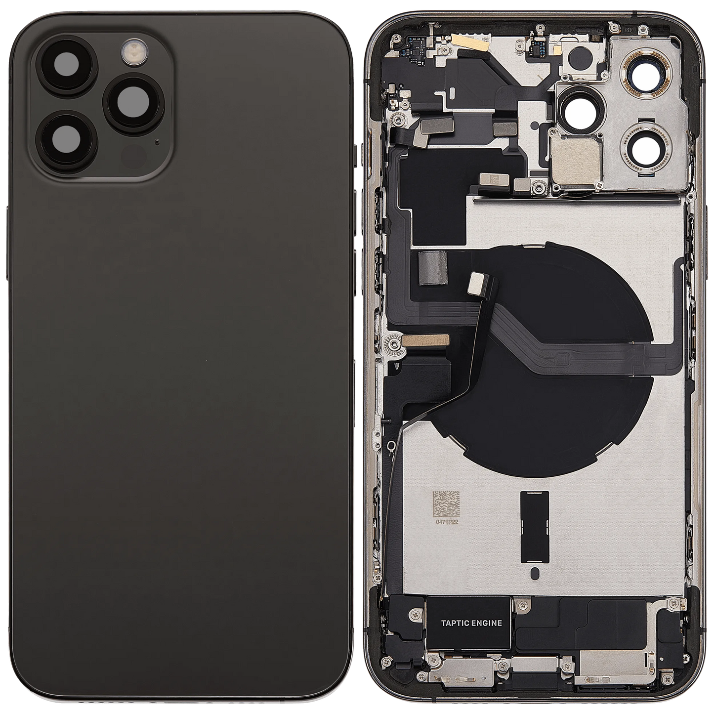 Back Housing W/ Charging Port Flex & Small Parts For iPhone 12 Pro Max (EU / Global Version) (Used OEM) (Pull) (Graphite)