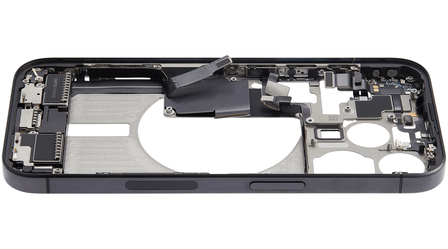 Mid-Frame Housing W/ Charging Port Flex & Small Parts For iPhone 15 Pro (US Version) (Pull) (Black Titanium)