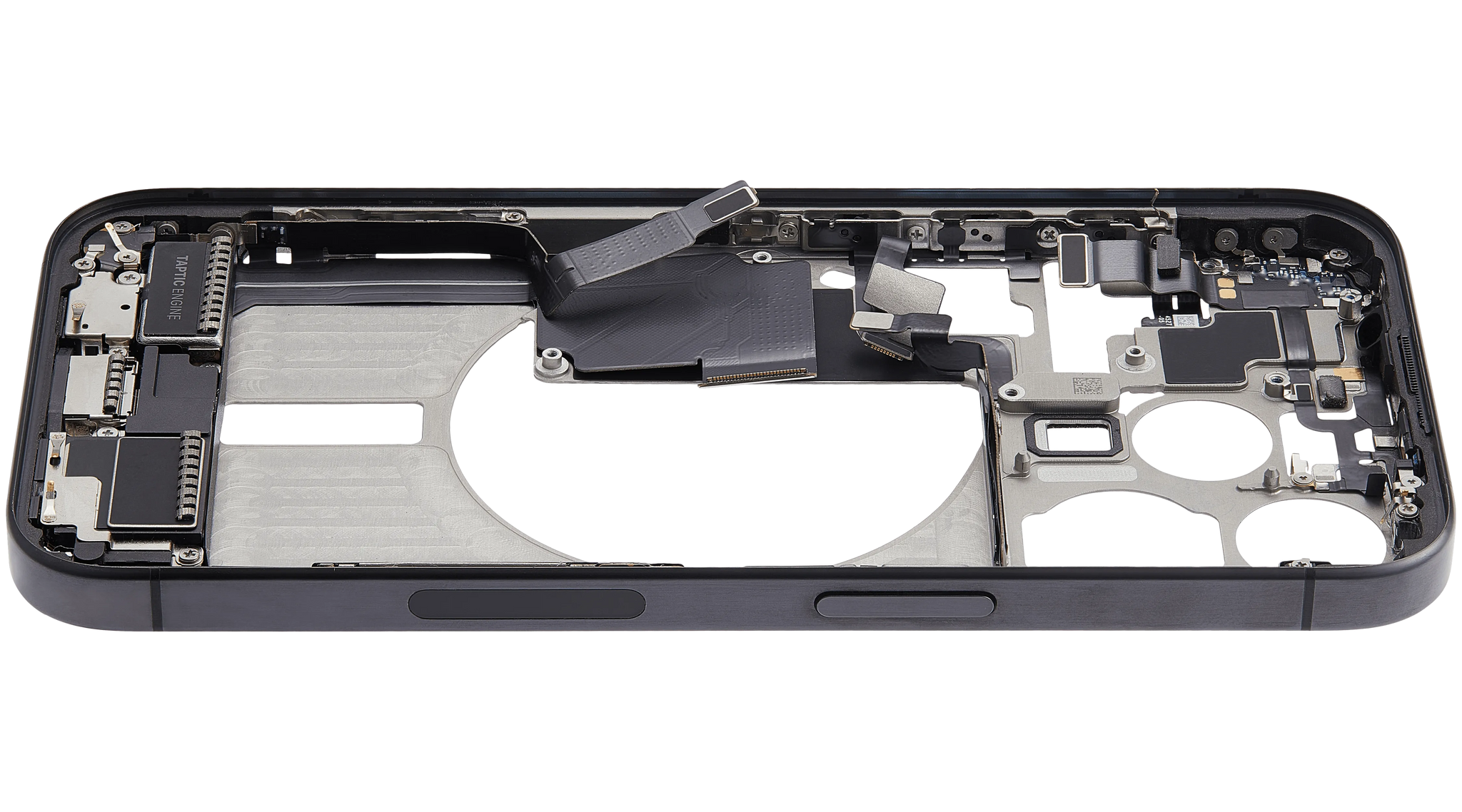 Mid-Frame Housing W/ Charging Port Flex & Small Parts For iPhone 15 Pro (US Version) (Pull) (Black Titanium)