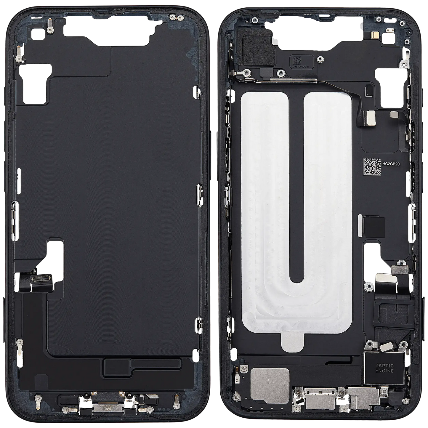Mid-Frame Housing W/ Charging Port Flex & Small Parts For iPhone 16e (EU / Global Version) (Pull) (Black)