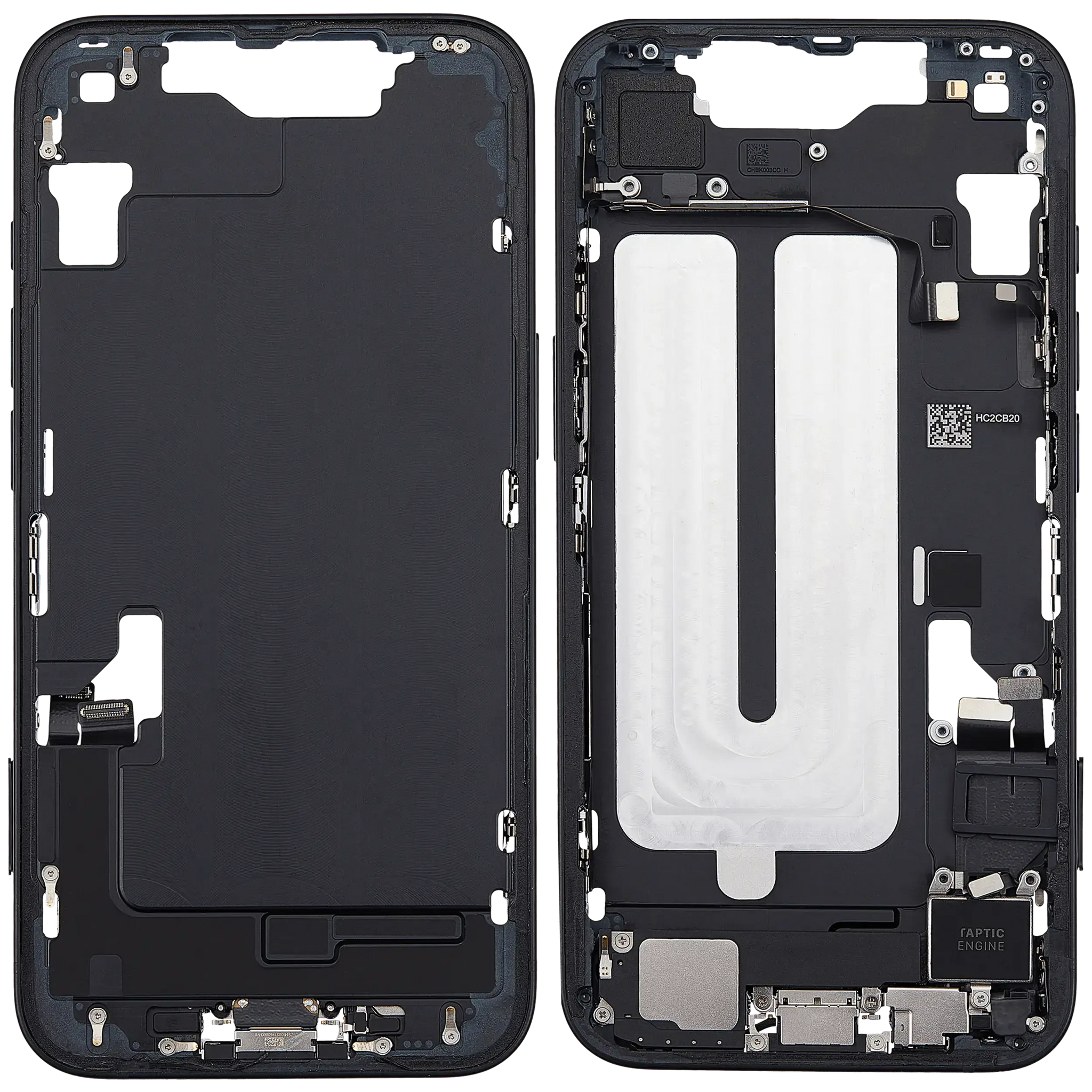 Mid-Frame Housing W/ Charging Port Flex & Small Parts For iPhone 16e (EU / Global Version) (Pull) (Black)