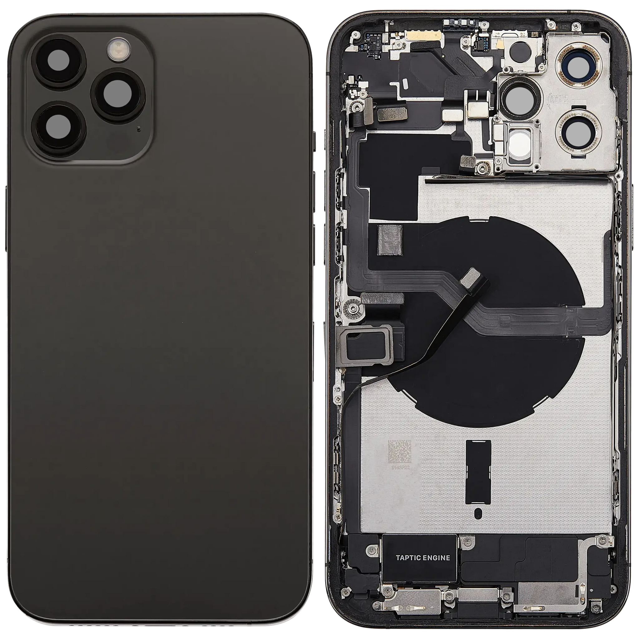 Back Housing W/ Charging Port Flex & Small Parts For iPhone 12 Pro Max (US Version) (Used OEM) (Pull) (Graphite)