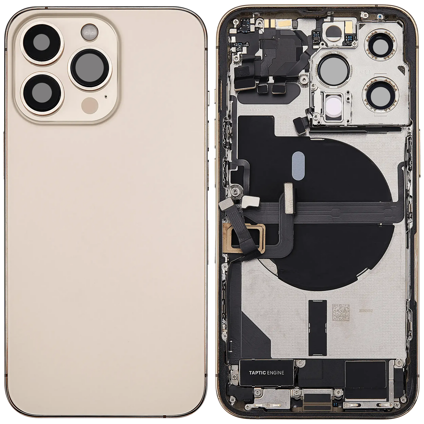 Back Housing W/ Charging Port Flex & Small Parts For iPhone 13 Pro (EU / Global Version) (Used OEM) (Pull) (Gold)
