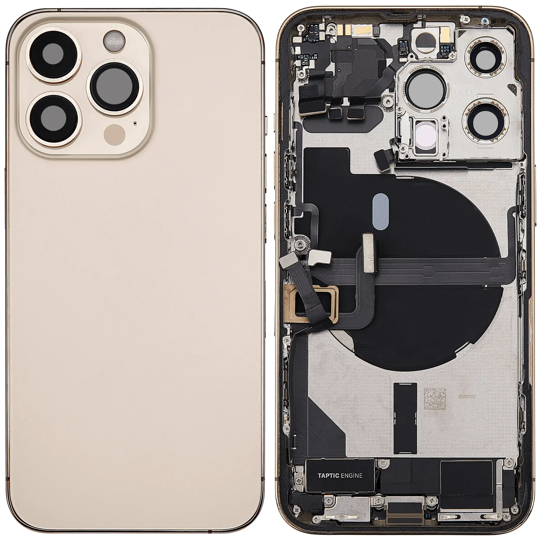 Back Housing W/ Charging Port Flex & Small Parts For iPhone 13 Pro (EU / Global Version) (Used OEM) (Pull) (Gold)