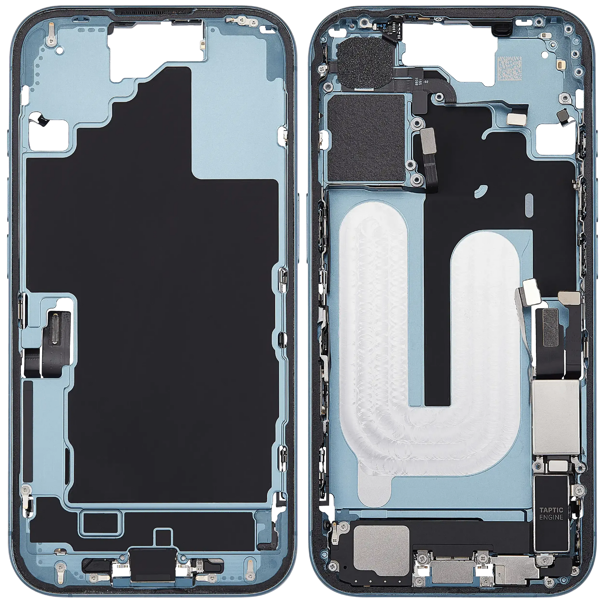 Mid-Frame Housing W/ Charging Port Flex & Small Parts For iPhone 16 (US Version) (Pull) (Teal)