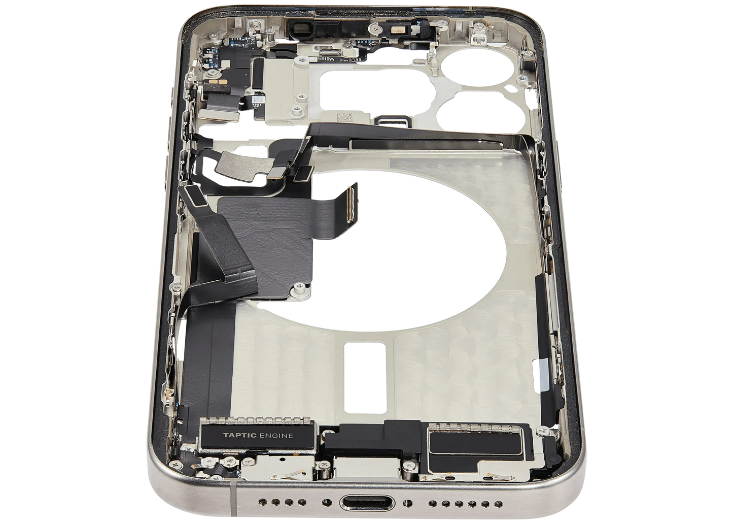Mid-Frame Housing W/ Charging Port Flex & Small Parts For iPhone 15 Pro Max (Pull) (Natural Titanium)