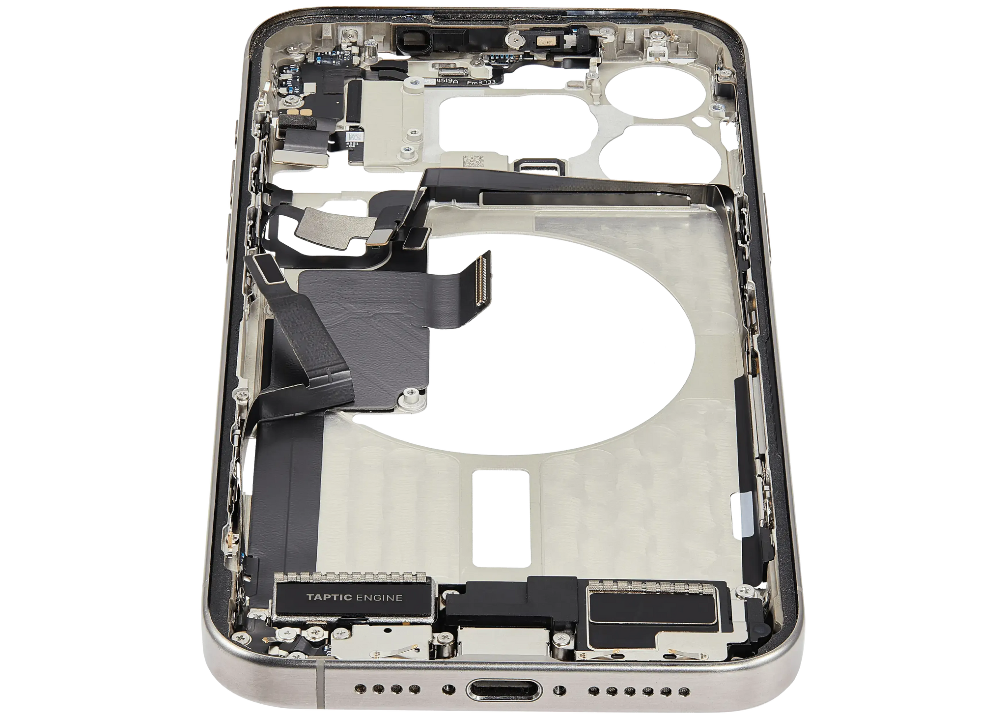 Mid-Frame Housing W/ Charging Port Flex & Small Parts For iPhone 15 Pro Max (Pull) (Natural Titanium)