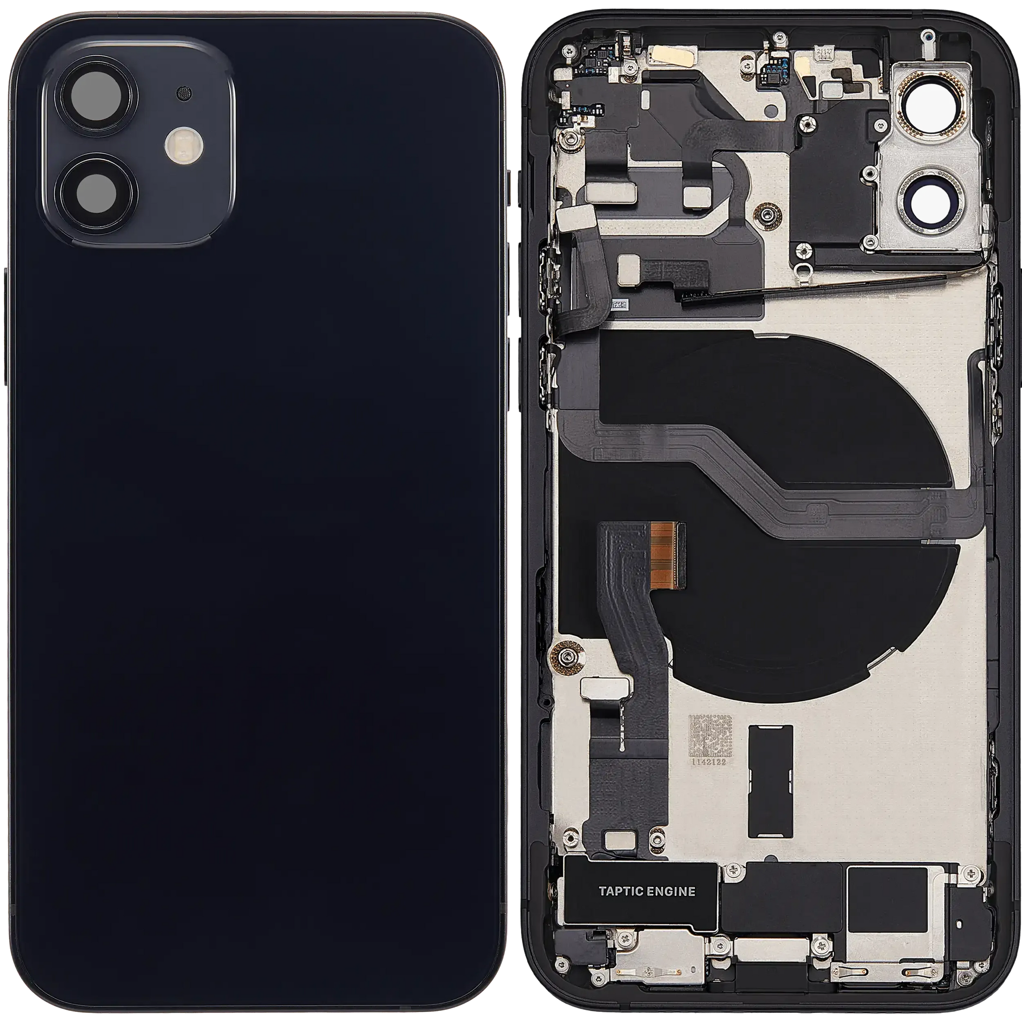 Back Housing W/ Charging Port Flex & Small Parts For iPhone 12 (EU / Global Version) (Used OEM) (Pull) (Black)