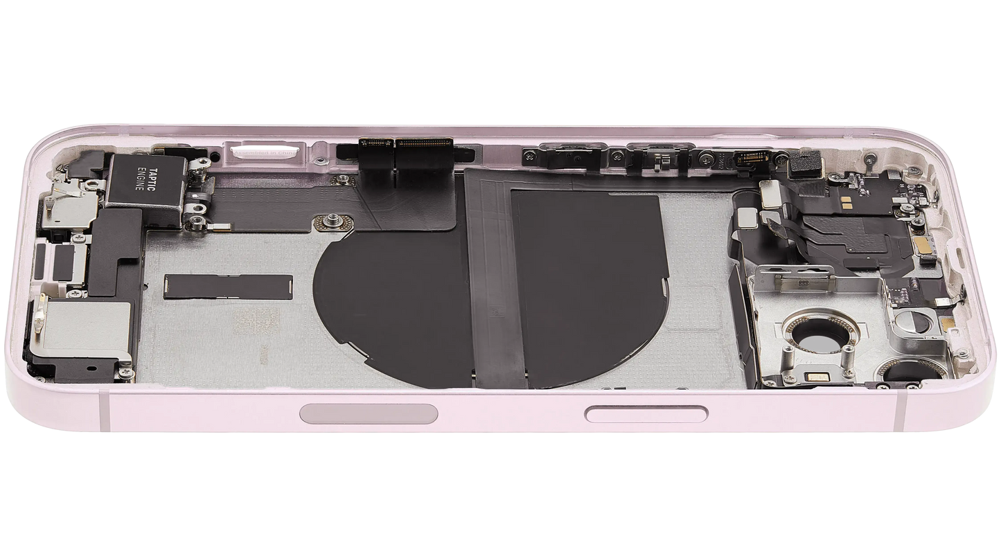Back Housing W/ Charging Port Flex & Small Parts For iPhone 13 (US Version) (Used OEM) (Pull) (Pink)