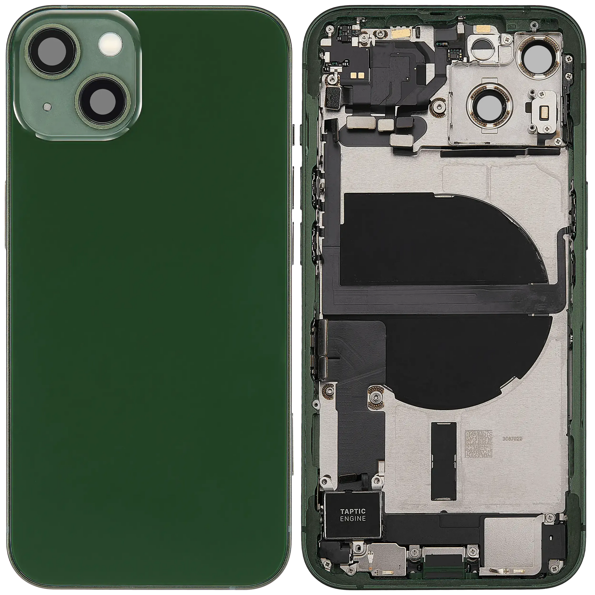 Back Housing W/ Charging Port Flex & Small Parts For iPhone 13 (US Version) (Used OEM) (Pull) (Green)