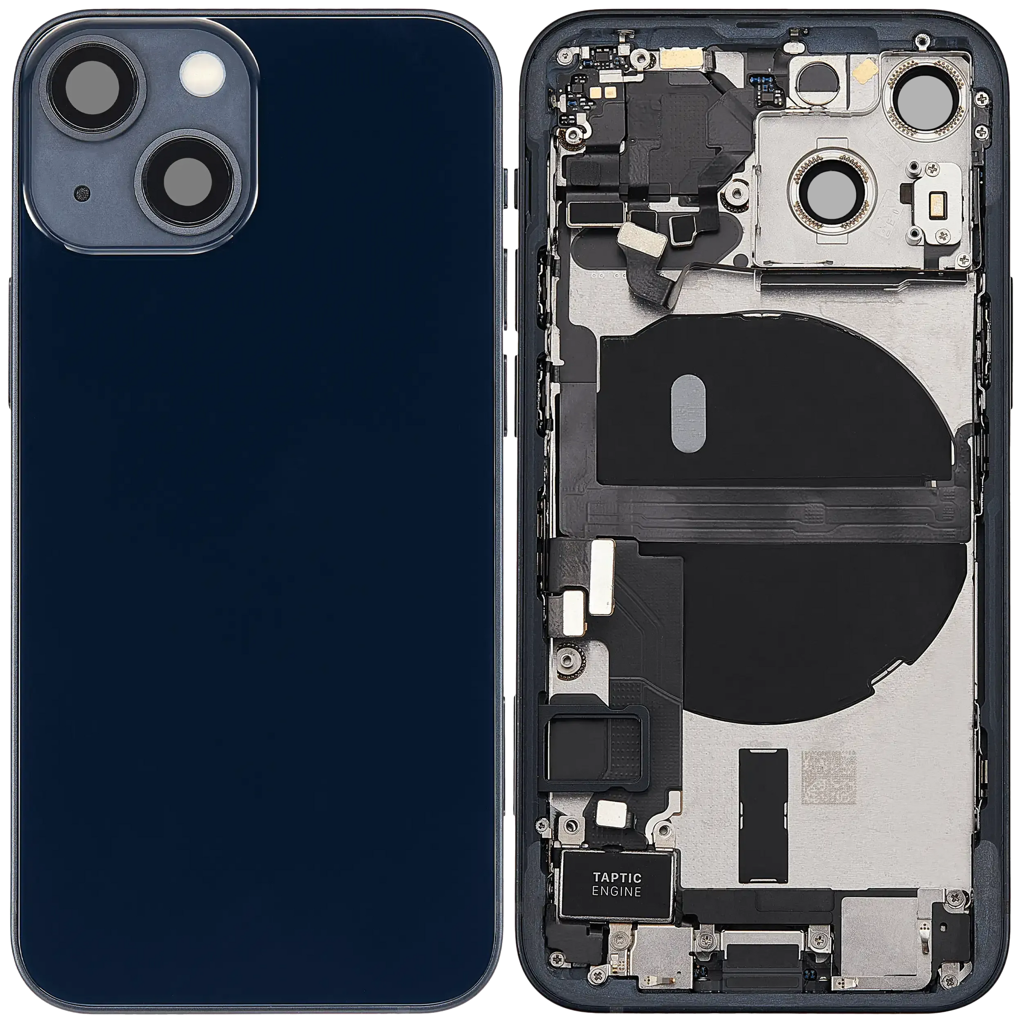 Back Housing W/ Charging Port Flex & Small Parts For iPhone 13 Mini (EU / Global Version) (Used OEM) (Pull) (Midnight)