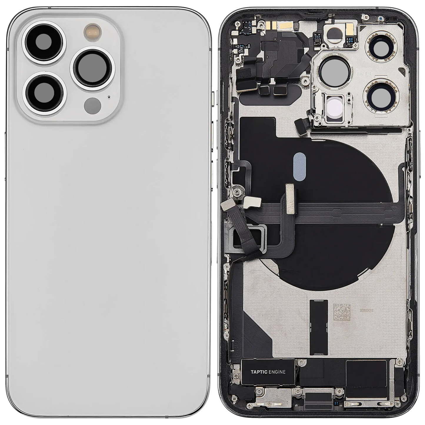 Back Housing W/ Charging Port Flex & Small Parts For iPhone 13 Pro (EU / Global Version) (Used OEM) (Pull) (Silver)