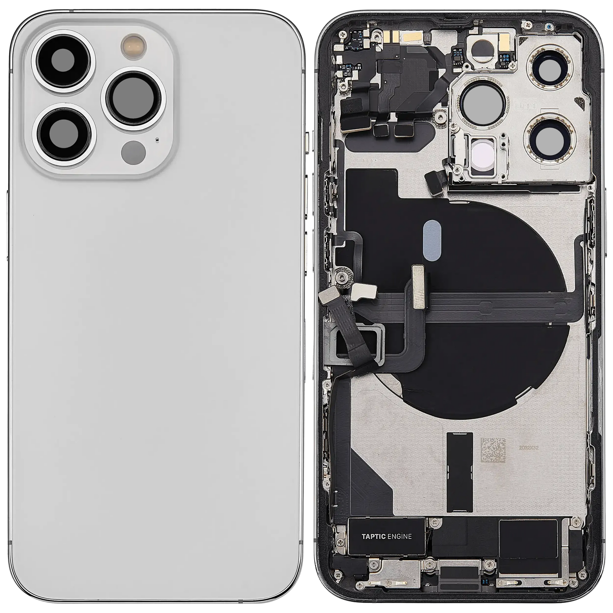 Back Housing W/ Charging Port Flex & Small Parts For iPhone 13 Pro (EU / Global Version) (Used OEM) (Pull) (Silver)
