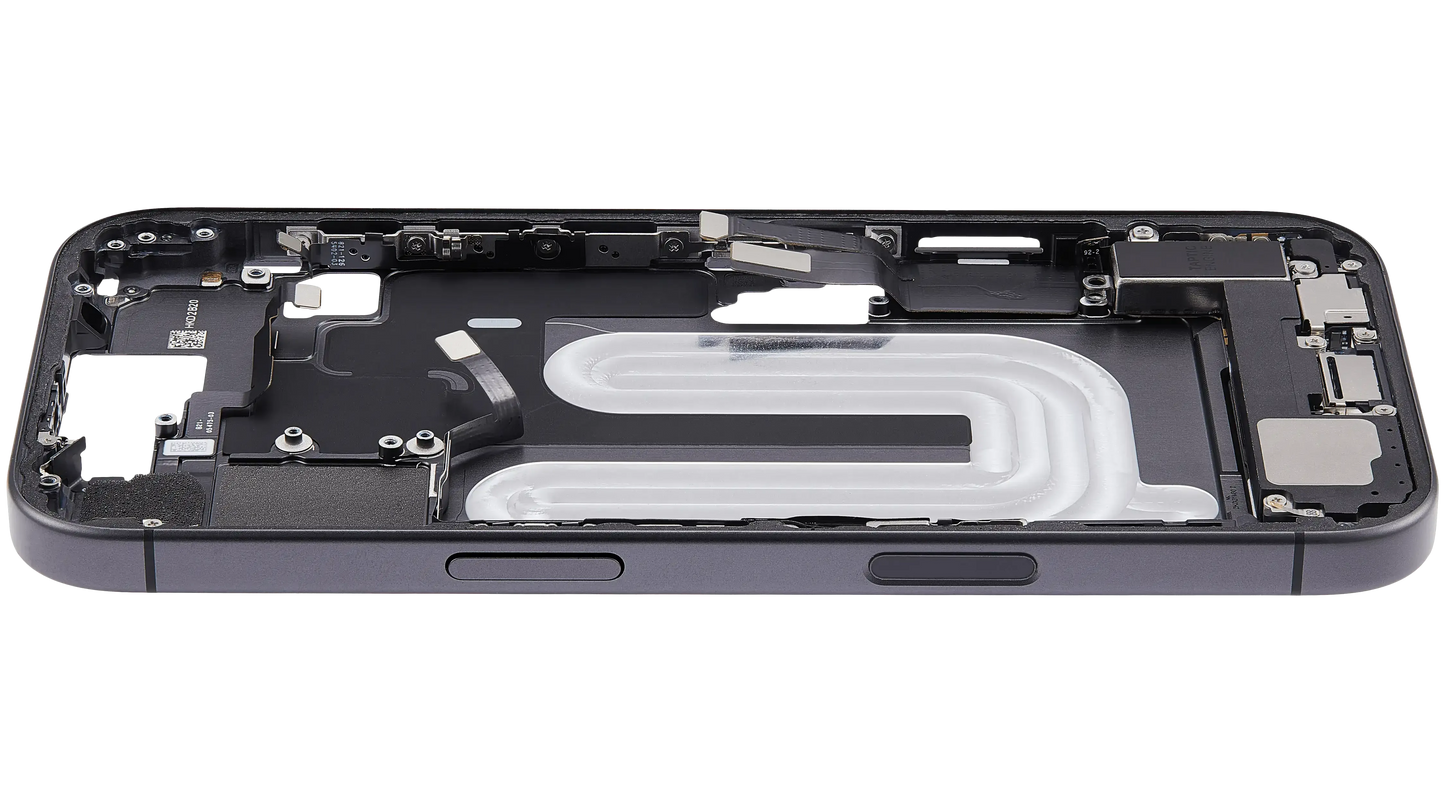 Mid-Frame Housing W/ Charging Port Flex & Small Parts For iPhone 17 (EU / Global Version) (Pull) (Black)