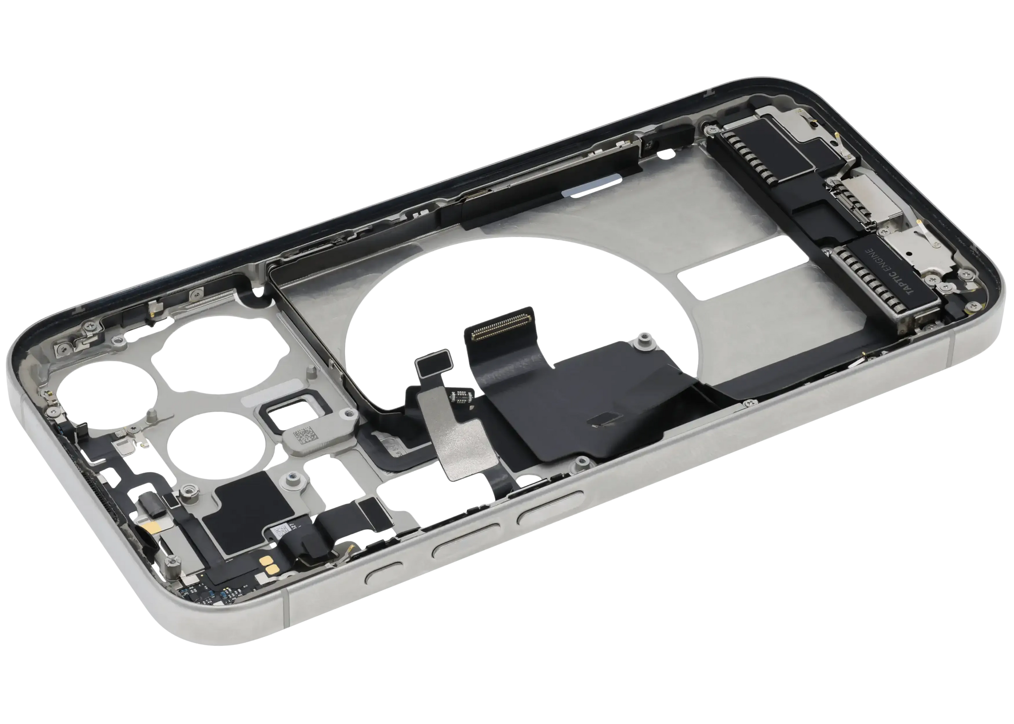 Mid-Frame Housing W/ Charging Port Flex & Small Parts For iPhone 15 Pro (US Version) (Pull) (White Titanium)
