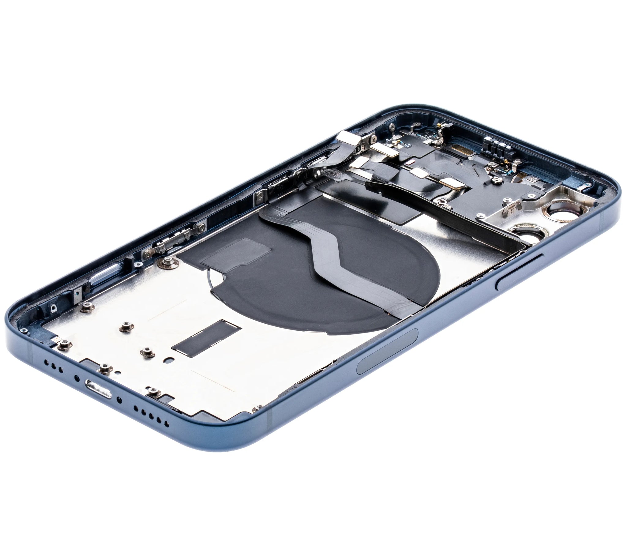 Back Housing W/ Charging Port Flex & Small Parts For iPhone 12 (US Version) (Used OEM) (Pull) (Blue)
