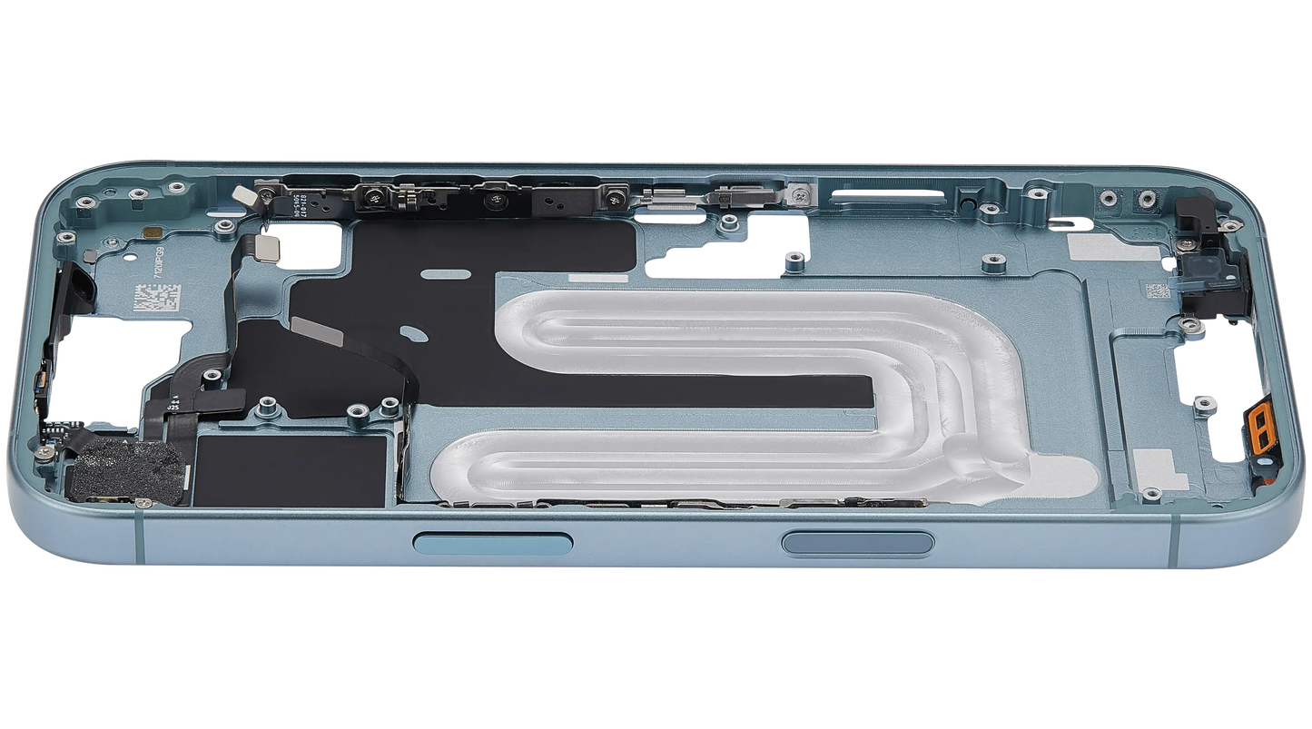 Mid-Frame Housing With Power And Volume Button For iPhone 16 (EU / Global Version) (Pull) (Teal)