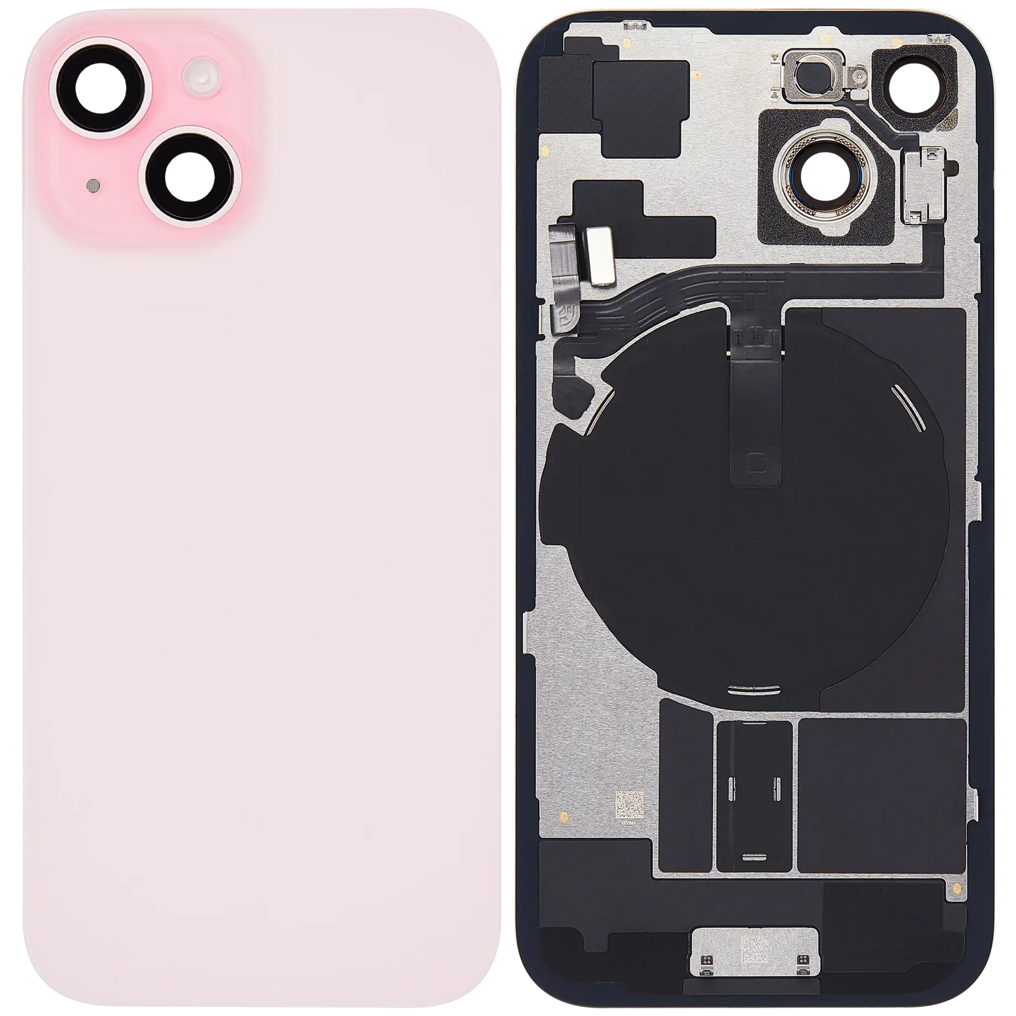Back Glass w/ MagSafe Magnet & NFC & Flashlight Flex For iPhone 15 (Pull) (Pink)