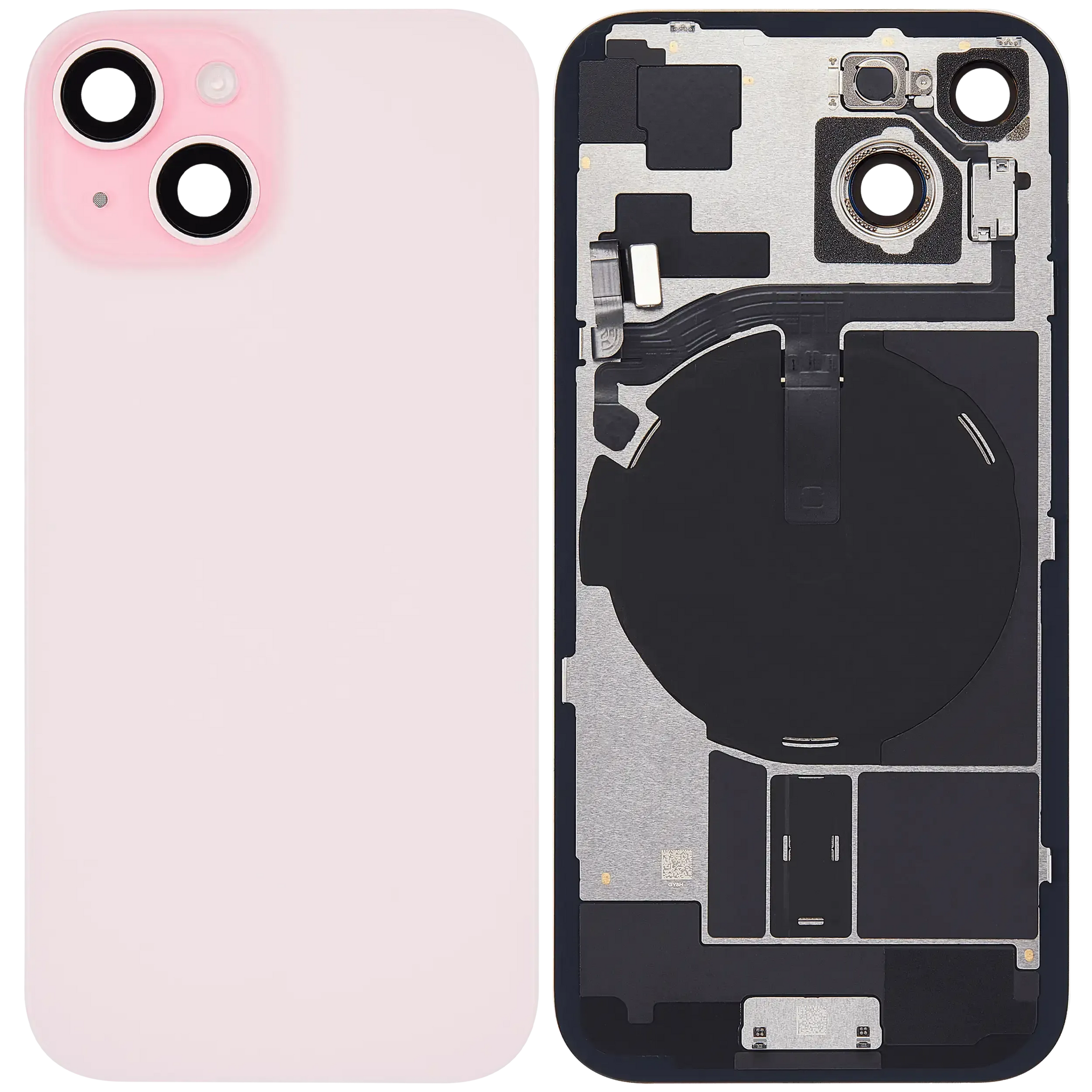 Back Glass w/ MagSafe Magnet & NFC & Flashlight Flex For iPhone 15 (Pull) (Pink)