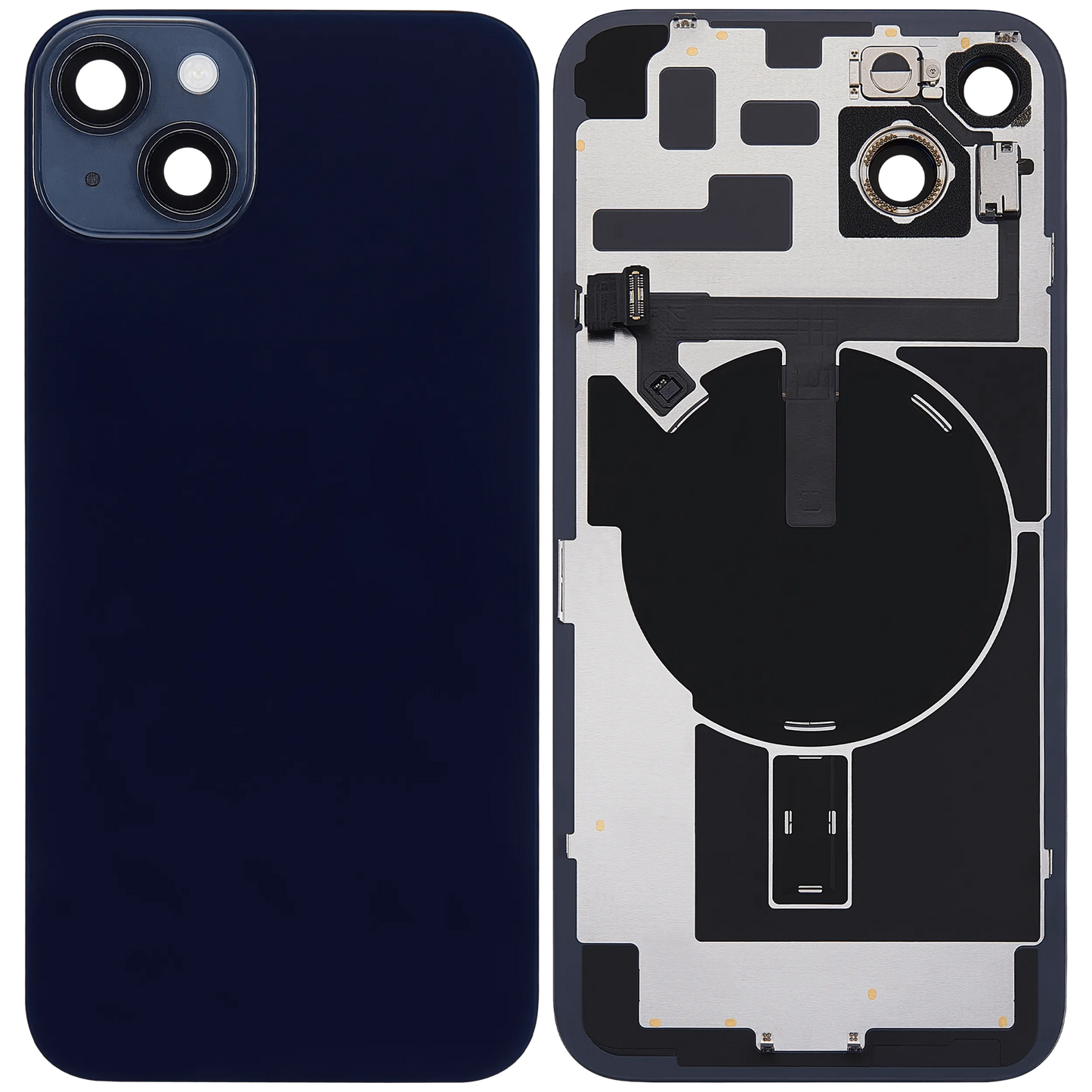 Back Glass w/ MagSafe Magnet & NFC & Flashlight Flex For iPhone 14 Plus (Pull) (Midnight)