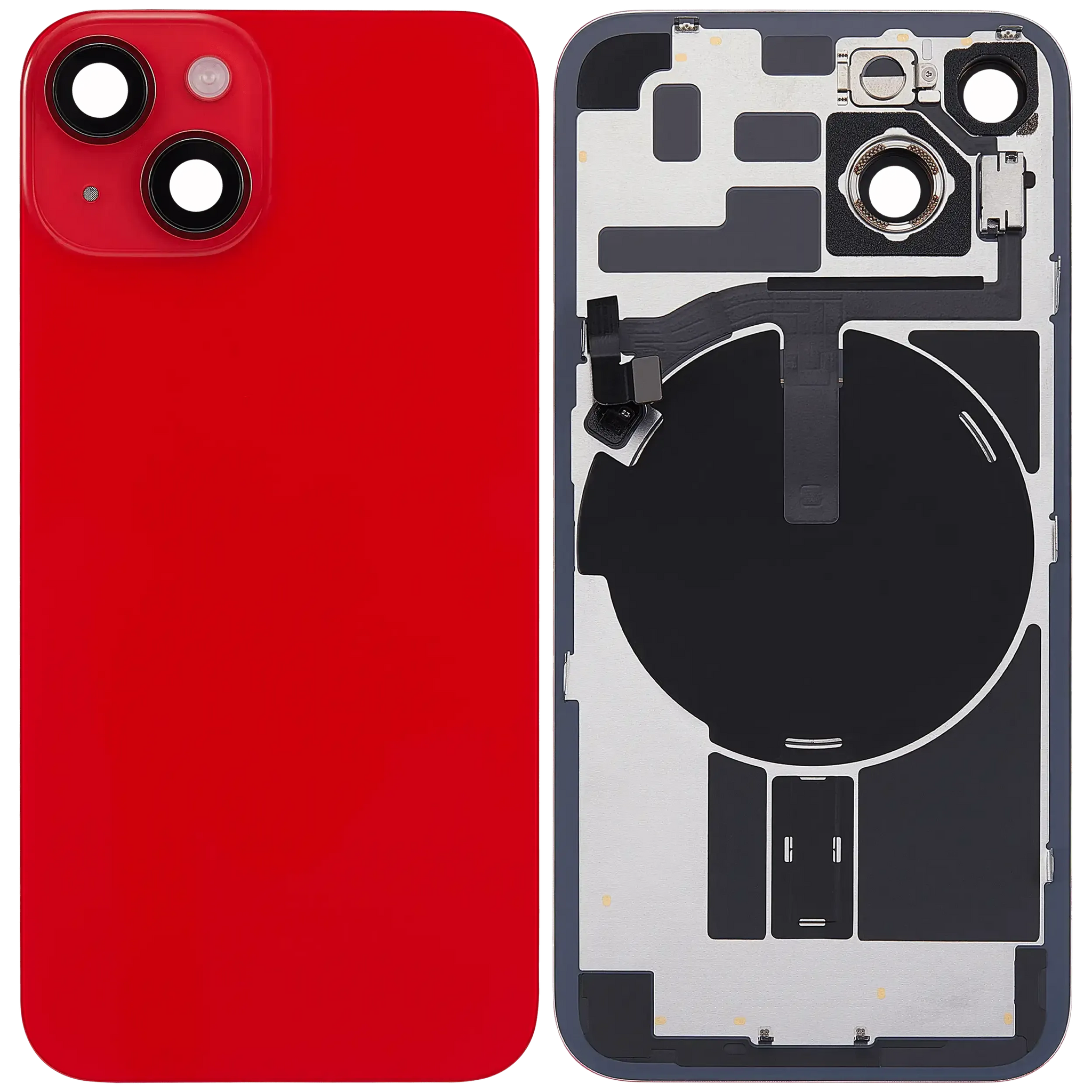 Back Glass w/ MagSafe Magnet & NFC & Flashlight Flex For iPhone 14 (Pull) (Red)