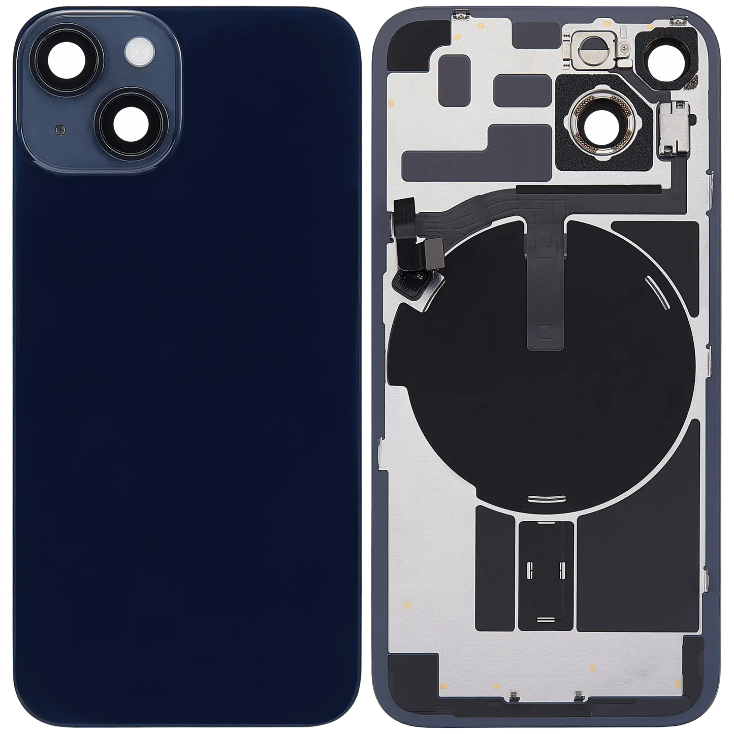 Back Glass w/ MagSafe Magnet & NFC & Flashlight Flex For iPhone 14 (Pull) (Midnight)