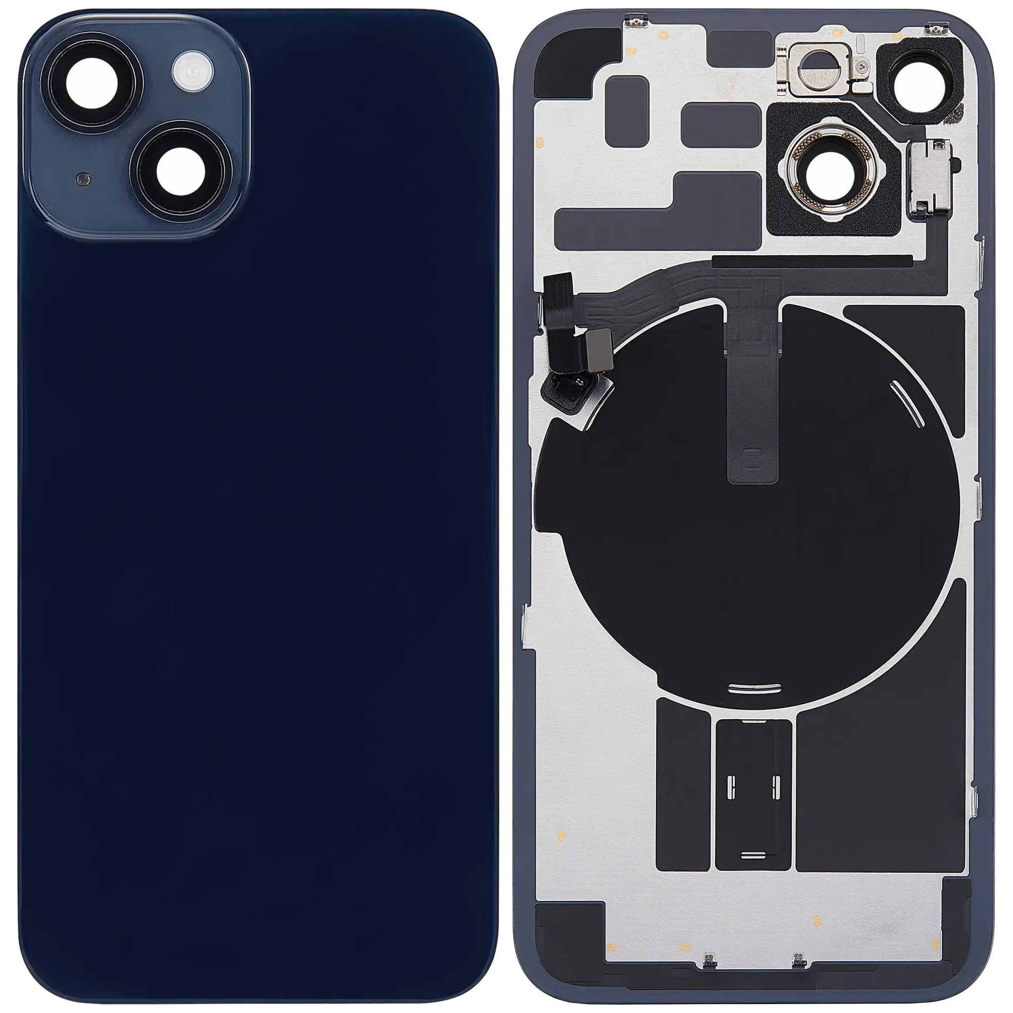 Back Glass w/ MagSafe Magnet & NFC & Flashlight Flex For iPhone 14 (Pull) (Midnight)