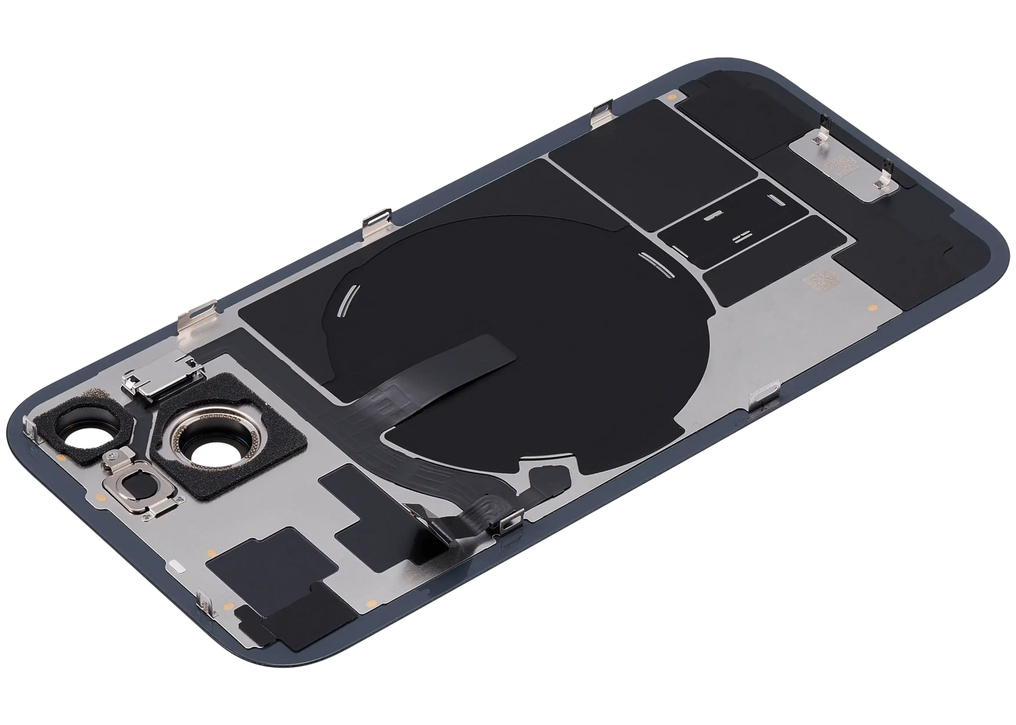 Back Glass w/ MagSafe Magnet & NFC & Flashlight Flex For iPhone 15 (Pull) (Black)
