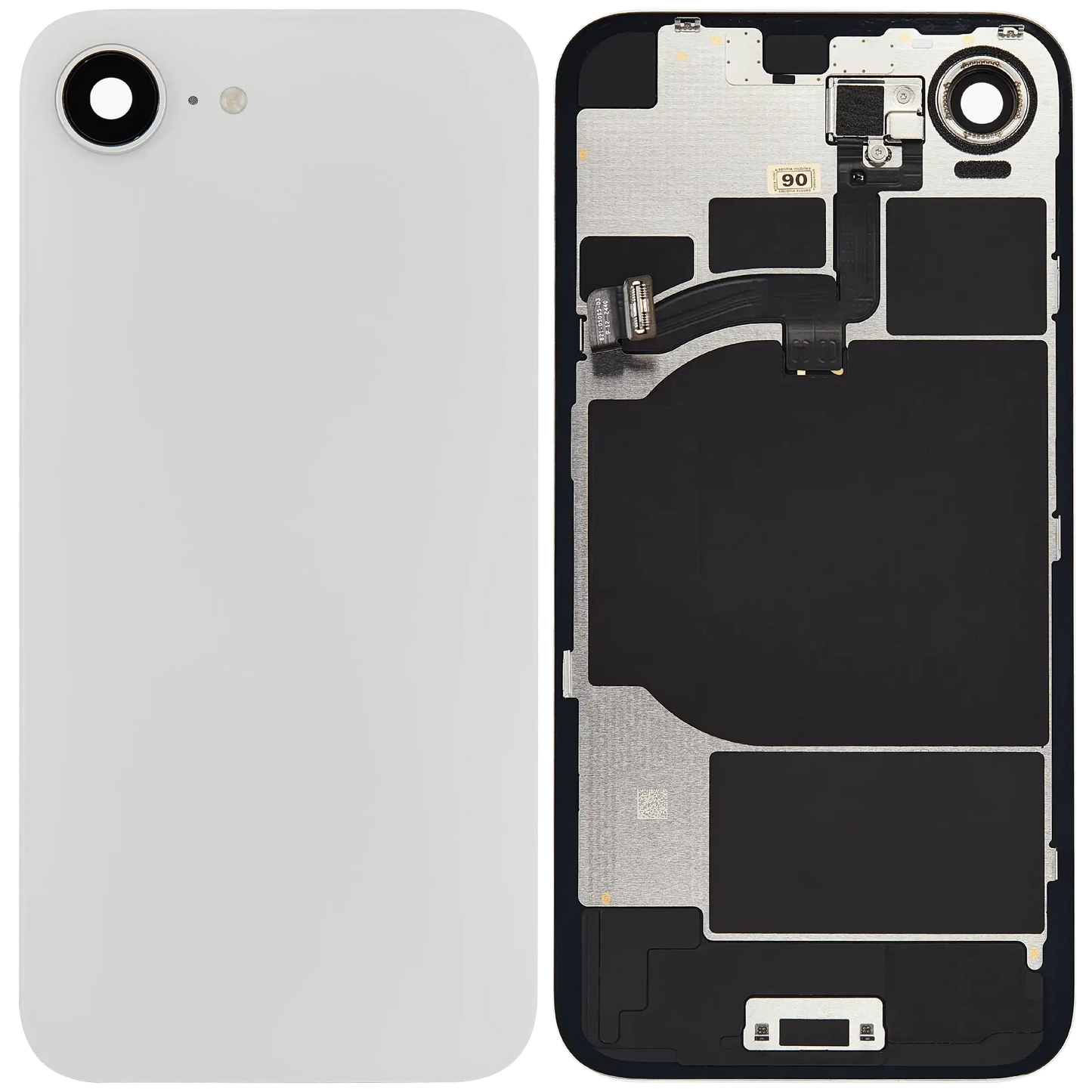 Back Glass w/ MagSafe Magnet & NFC & Flashlight Flex For iPhone 16e (Pull) (White)