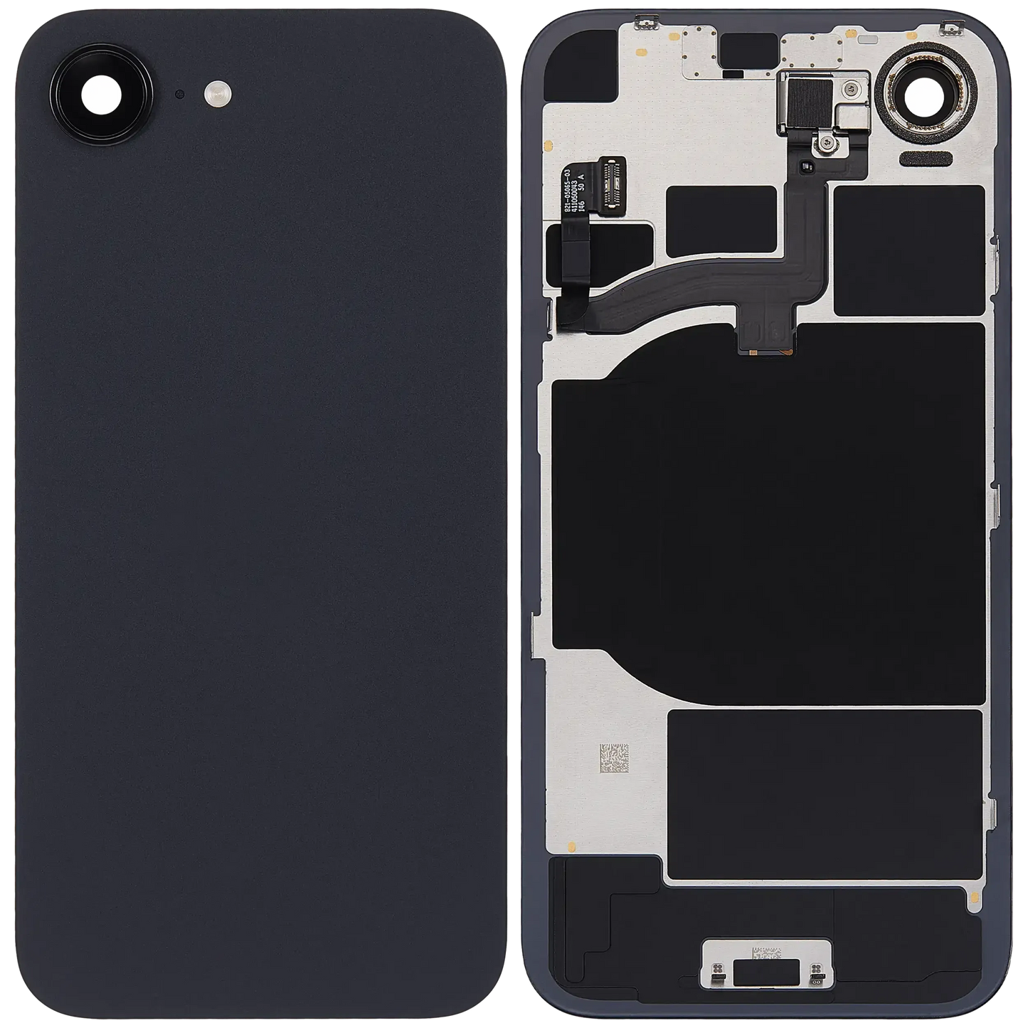 Back Glass w/ MagSafe Magnet & NFC & Flashlight Flex For iPhone 16e (Pull) (Black)