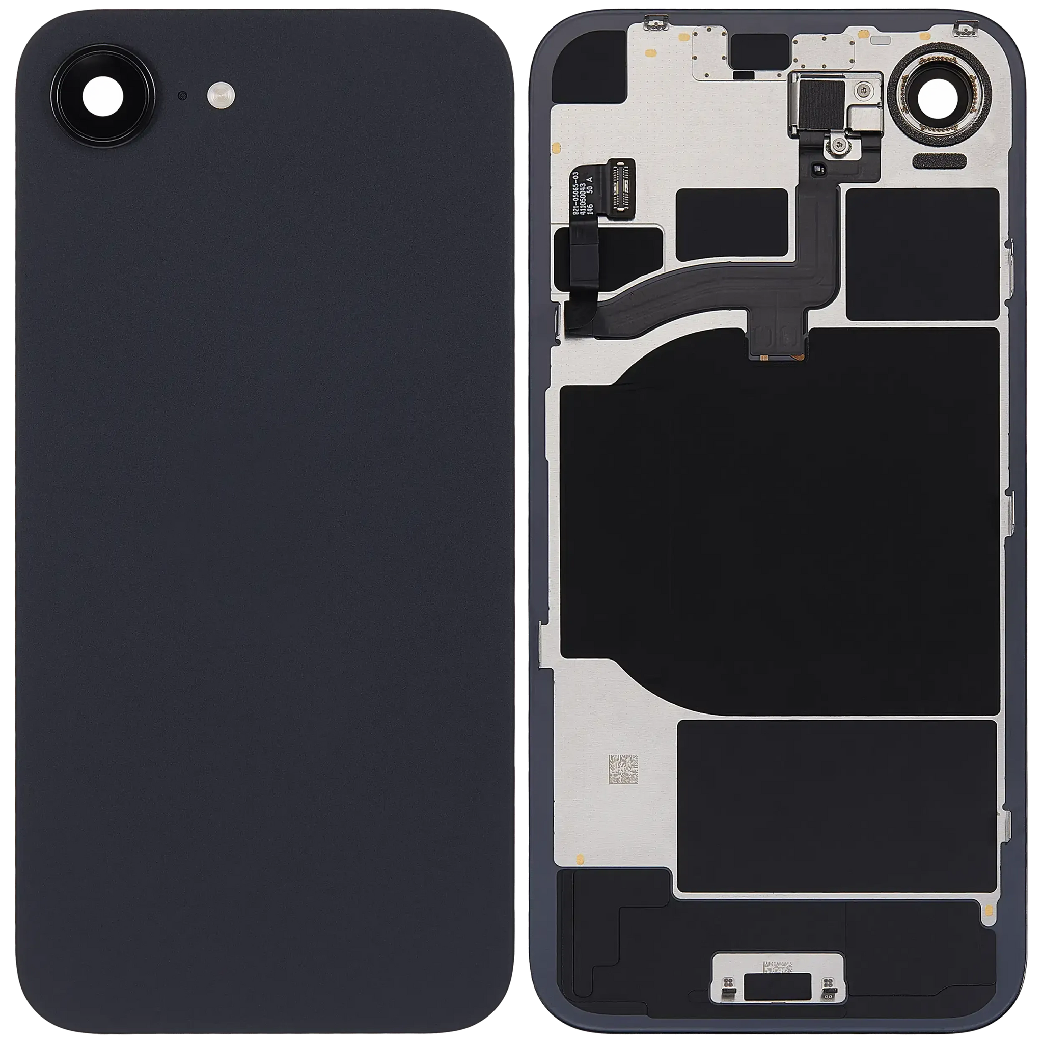 Back Glass w/ MagSafe Magnet & NFC & Flashlight Flex For iPhone 16e (Pull) (Black)