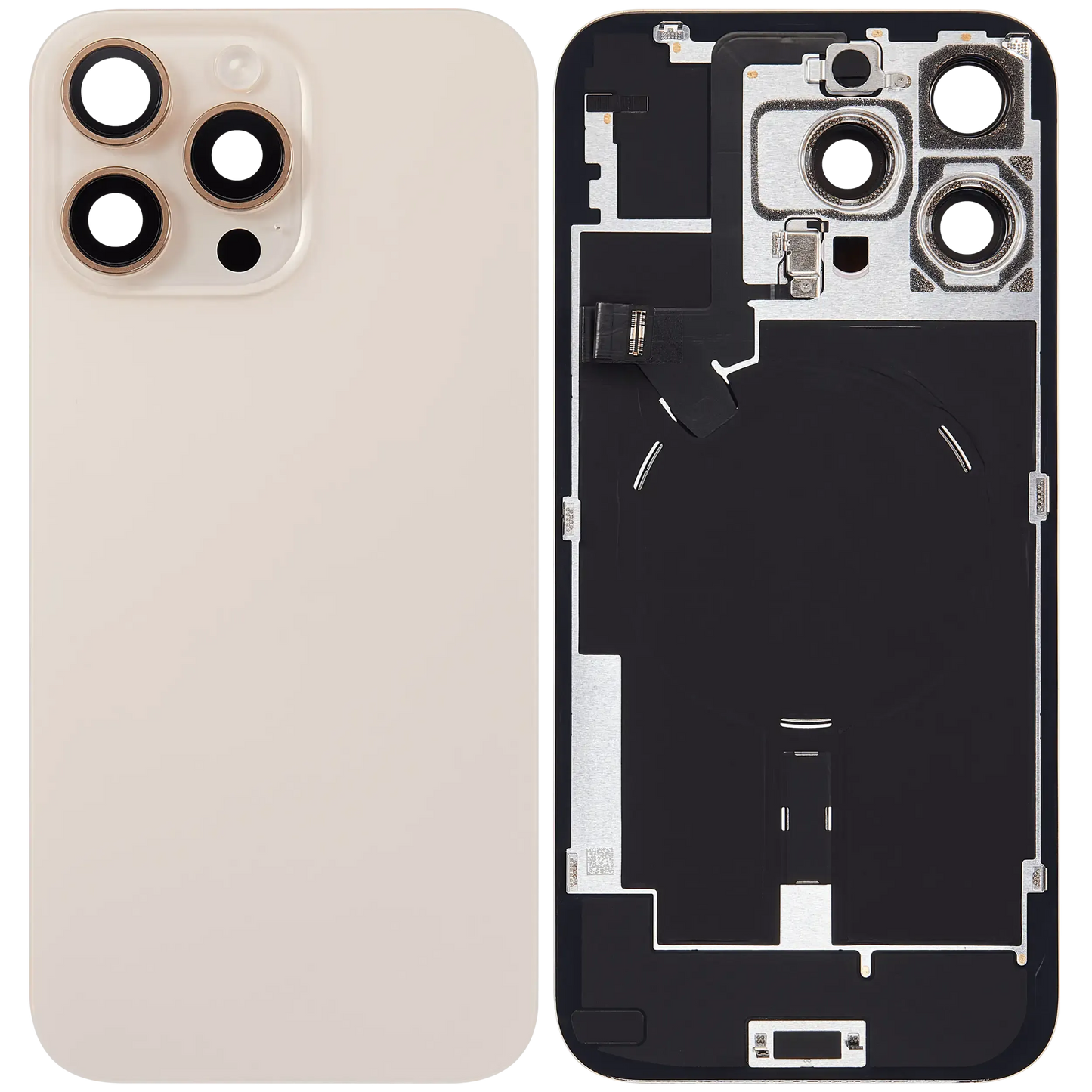 Back Glass w/ MagSafe Magnet & NFC & Flashlight Flex For iPhone 16 Pro Max (Pull) (Desert Titanium)