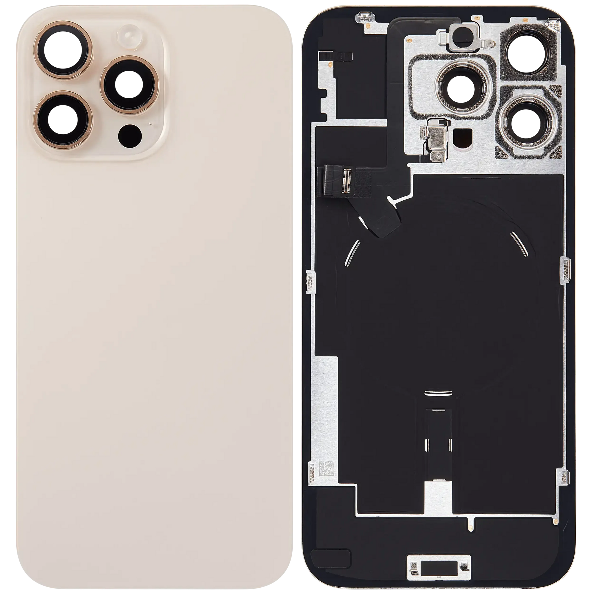 Back Glass w/ MagSafe Magnet & NFC & Flashlight Flex For iPhone 16 Pro Max (Pull) (Desert Titanium)