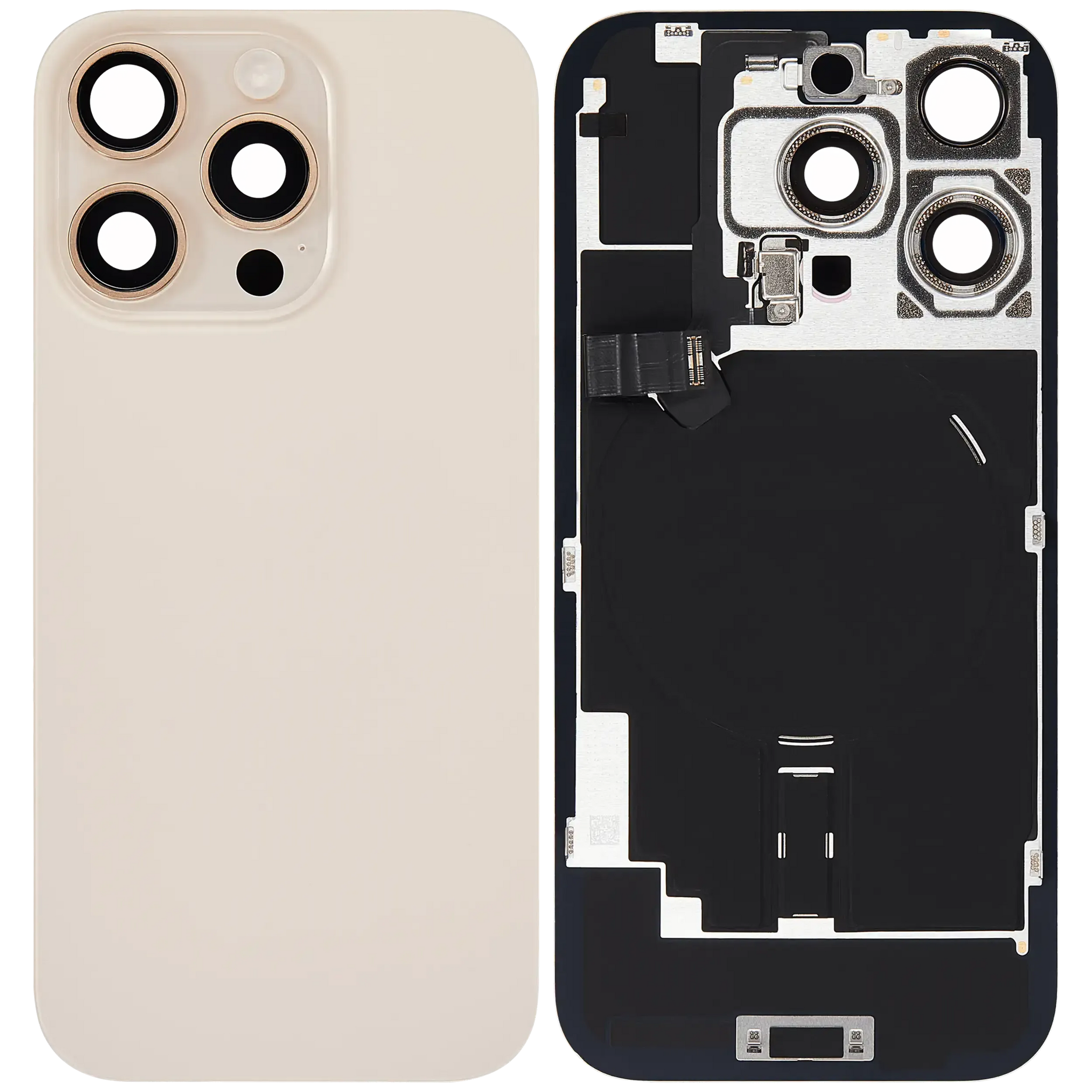Back Glass w/ MagSafe Magnet & NFC & Flashlight Flex For iPhone 16 Pro (Pull) (Desert Titanium)
