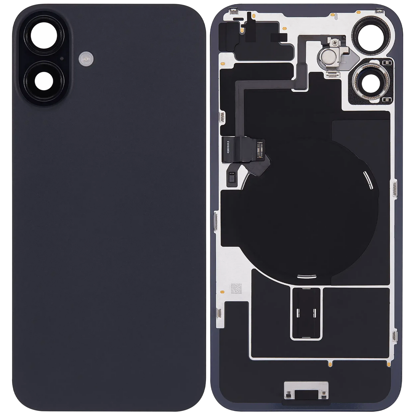 Back Glass w/ MagSafe Magnet & NFC & Flashlight Flex For iPhone 16 Plus (Pull) (Black)