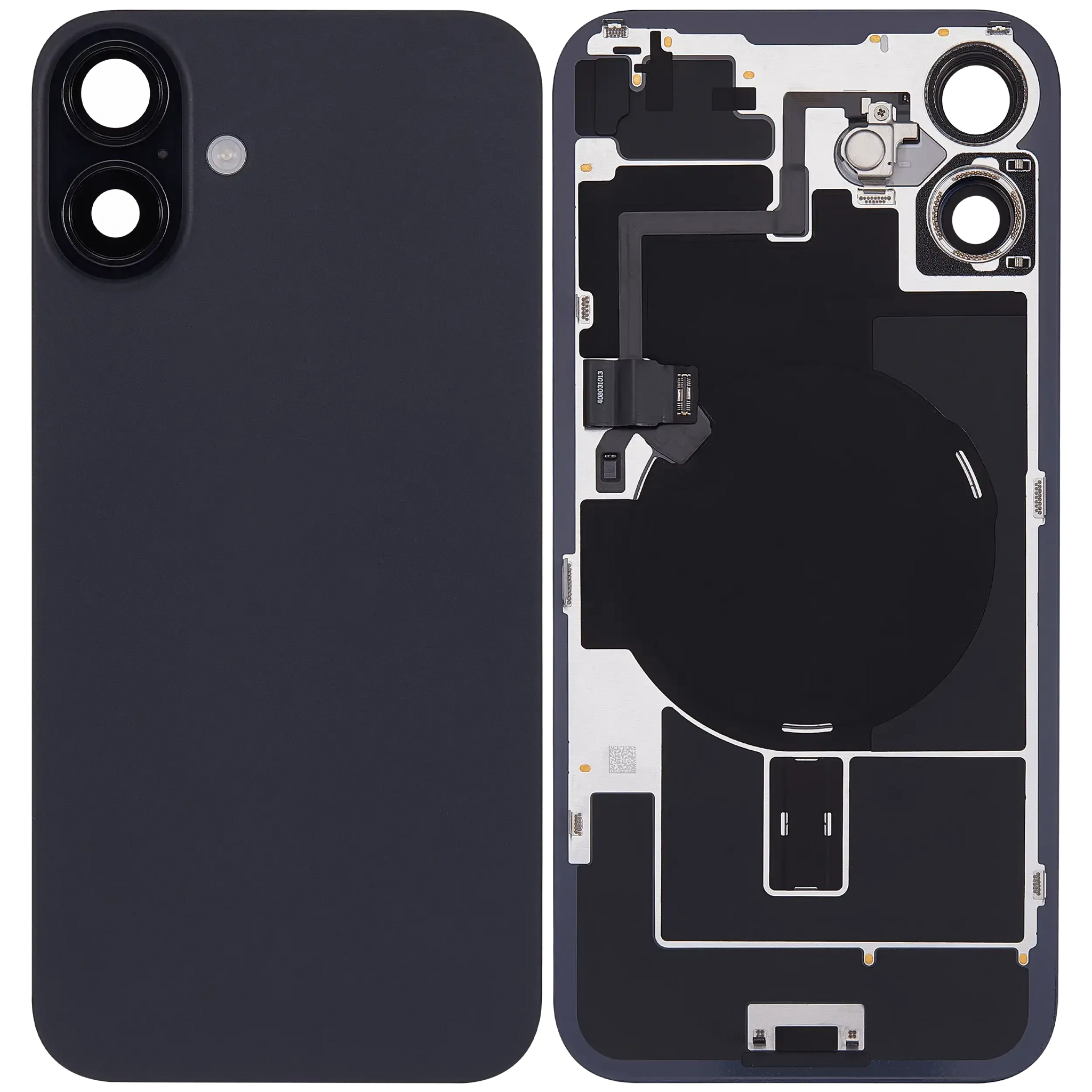 Back Glass w/ MagSafe Magnet & NFC & Flashlight Flex For iPhone 16 Plus (Pull) (Black)