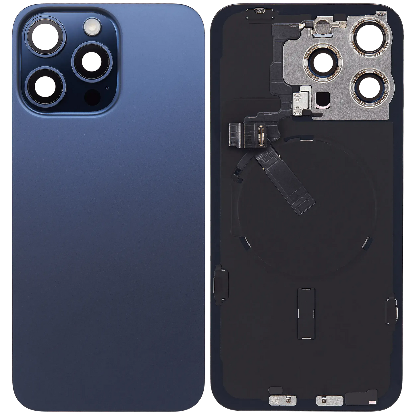 Back Glass w/ MagSafe Magnet & NFC & Flashlight Flex For iPhone 15 Pro Max (Pull) (Blue Titanium)