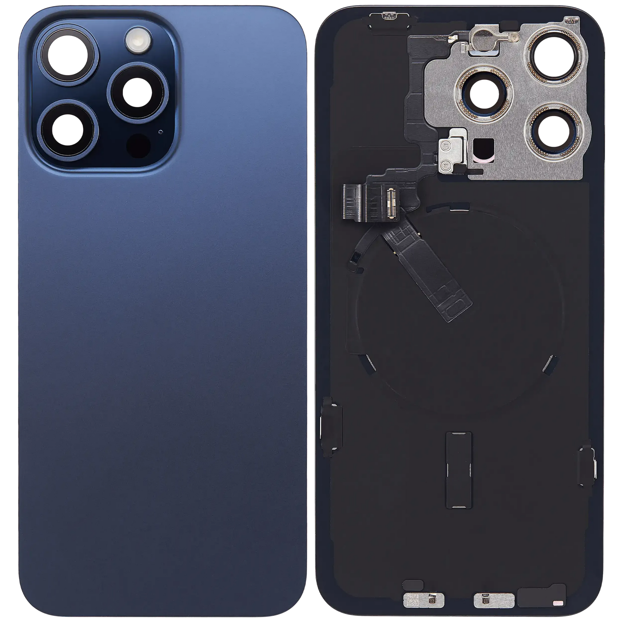 Back Glass w/ MagSafe Magnet & NFC & Flashlight Flex For iPhone 15 Pro Max (Pull) (Blue Titanium)