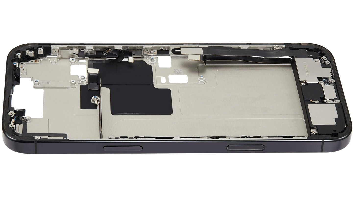 Mid-Frame Housing W/ Charging Port Flex & Small Parts For iPhone 16 Pro Max (EU / Global Version) (Pull) (Black Titanium)