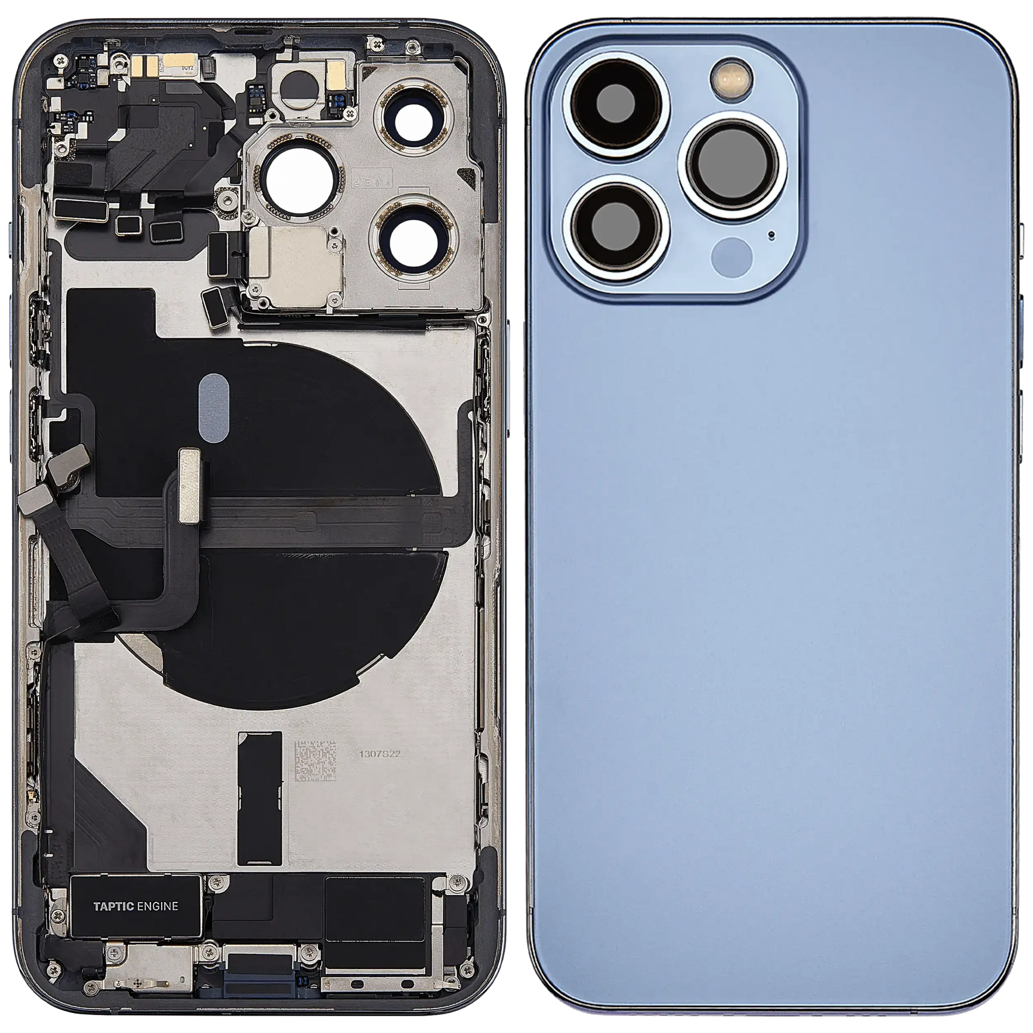 Back Housing W/ Charging Port Flex & Small Parts For iPhone 13 Pro (US Version) (Used OEM) (Pull) (Sierra Blue)