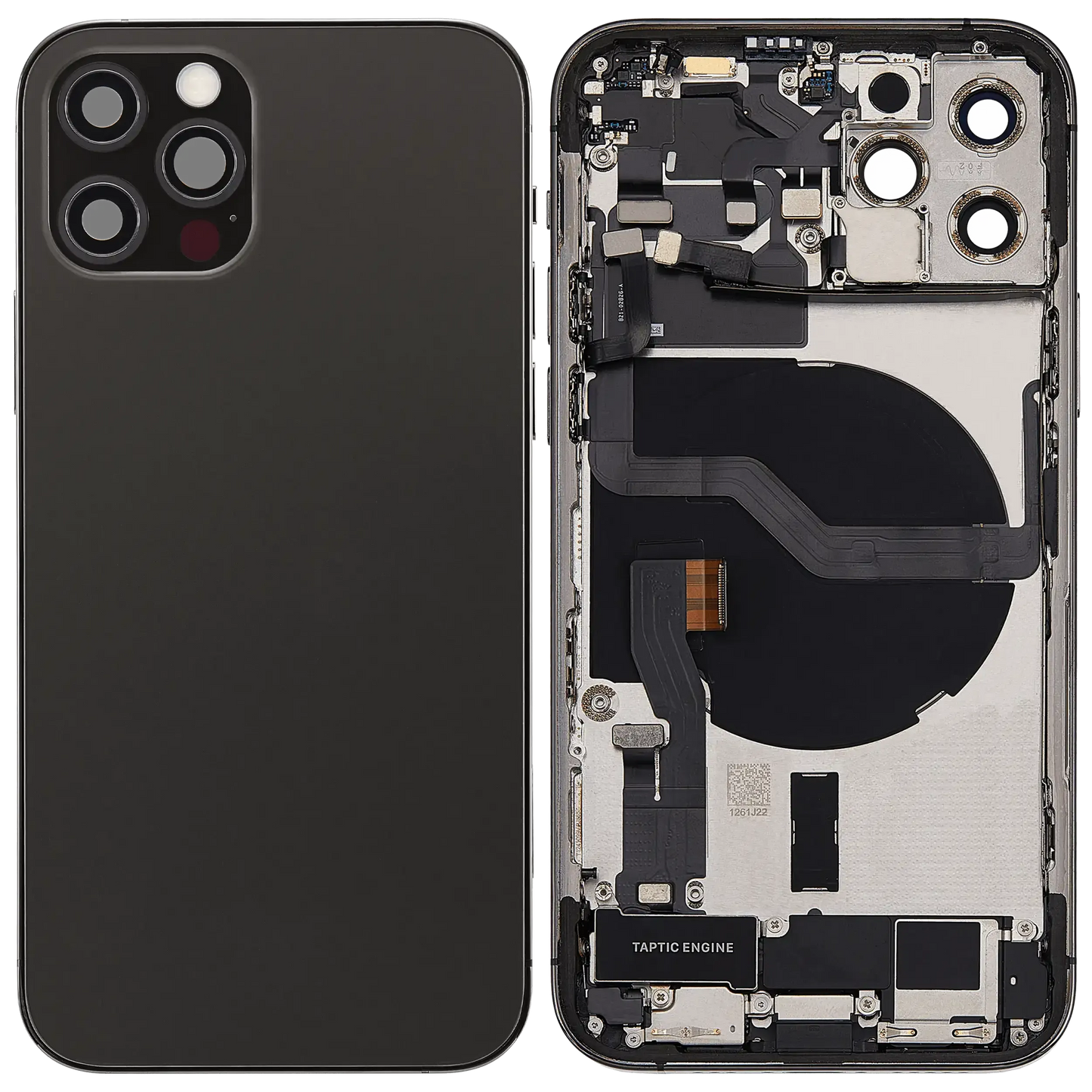 Back Housing W/ Charging Port Flex & Small Parts For iPhone 12 Pro (US Version) (Pull) (Graphite)